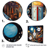 Rocketship Cosmic Collage - Rocketship Canvas Wall Art