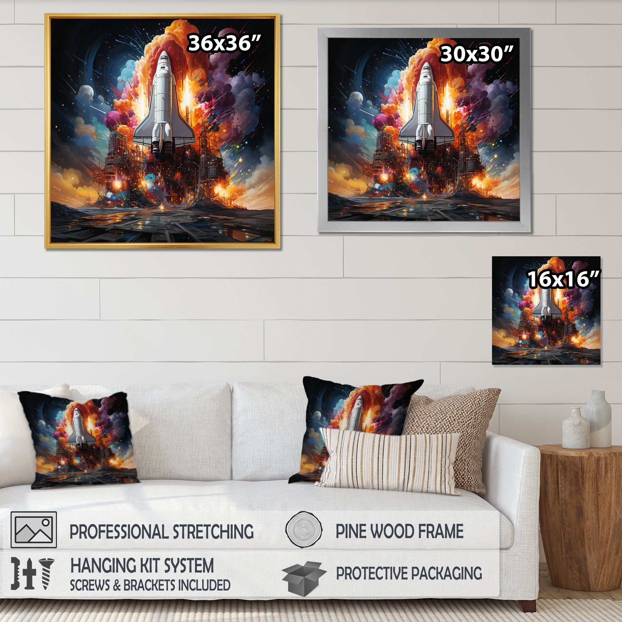 Rocketship Interstellar Fusion - Rocketship Canvas Wall Art