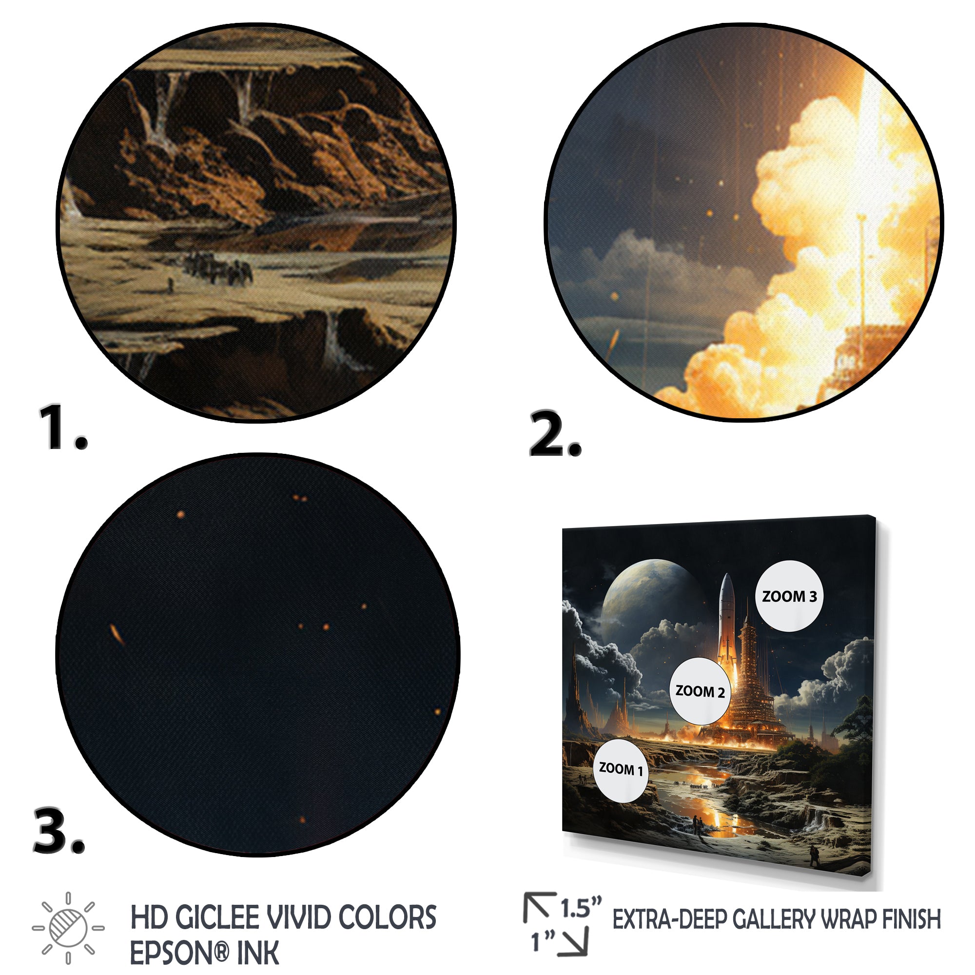 Rocketship Lunar Dreamscape - Rocketship Canvas Wall Art