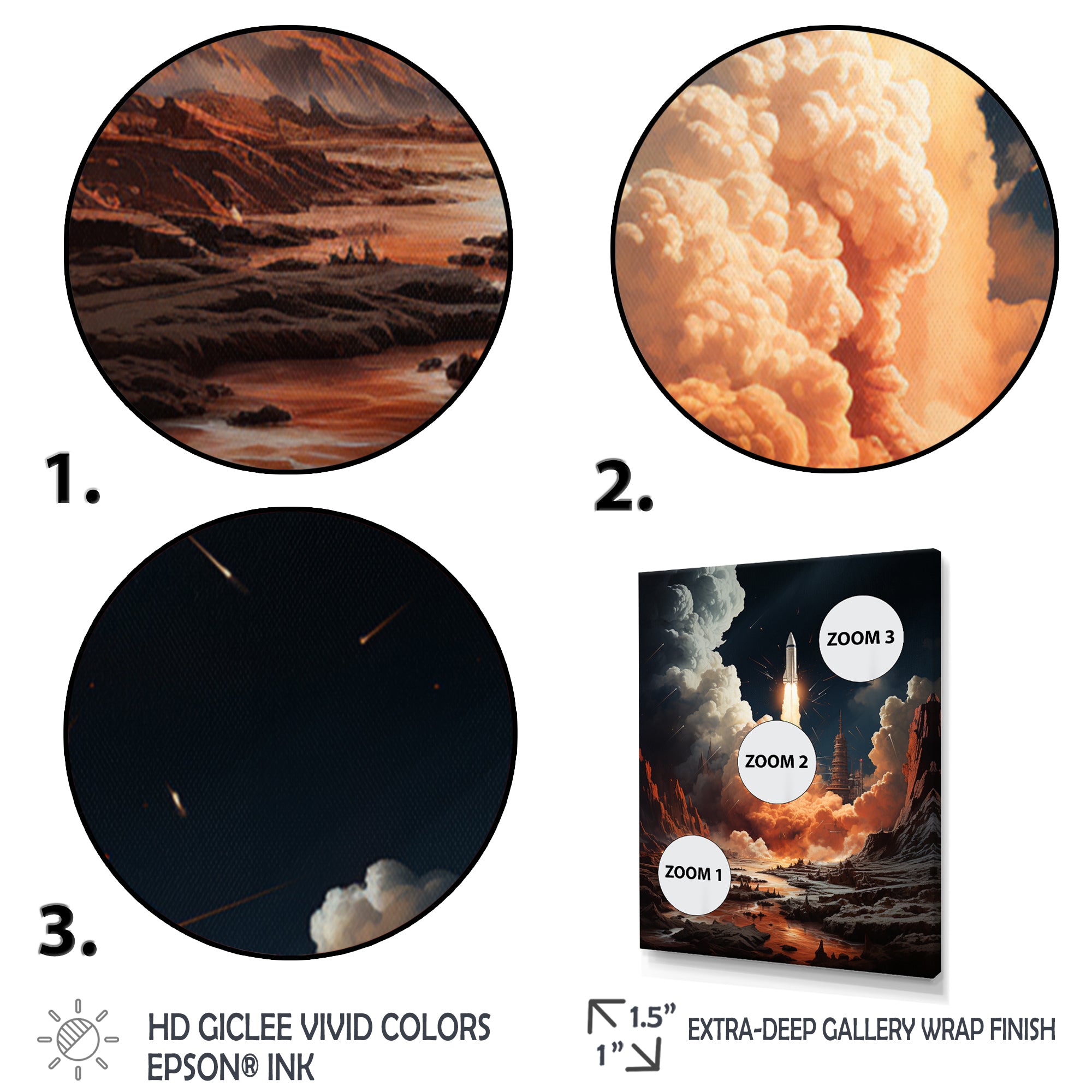 Rocketship Lunar Odyssey - Rocketship Canvas Wall Art