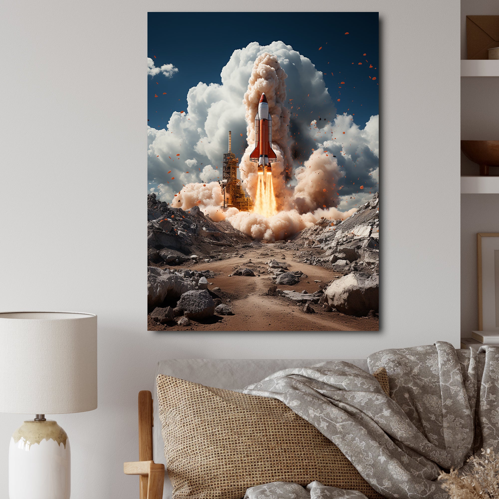 Rocketship Ambition To Space - Rocketship Canvas Wall Art