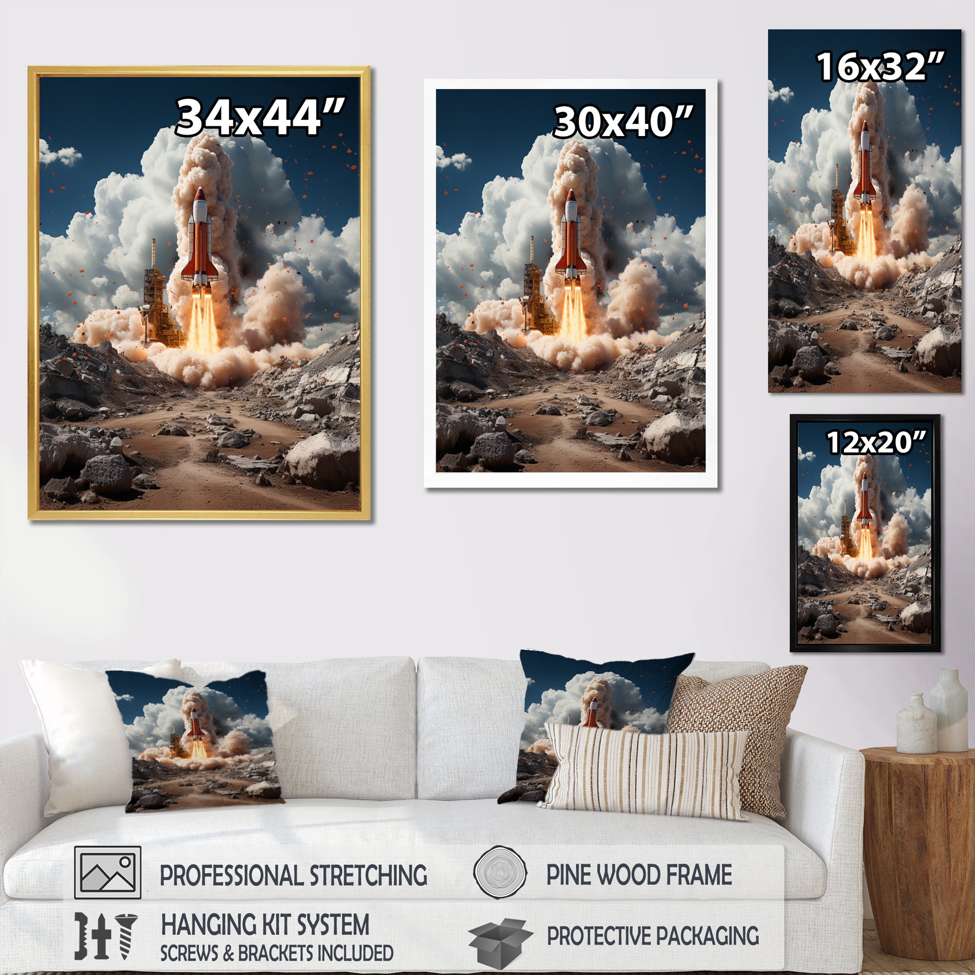 Rocketship Ambition To Space - Rocketship Canvas Wall Art