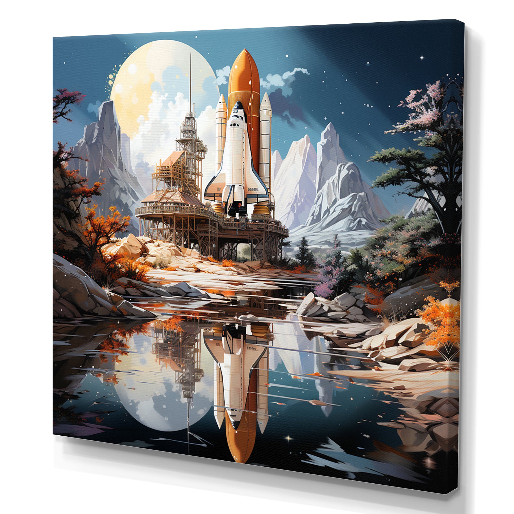 Rocketship Reflection On Water I - Rocketship Canvas Wall Art
