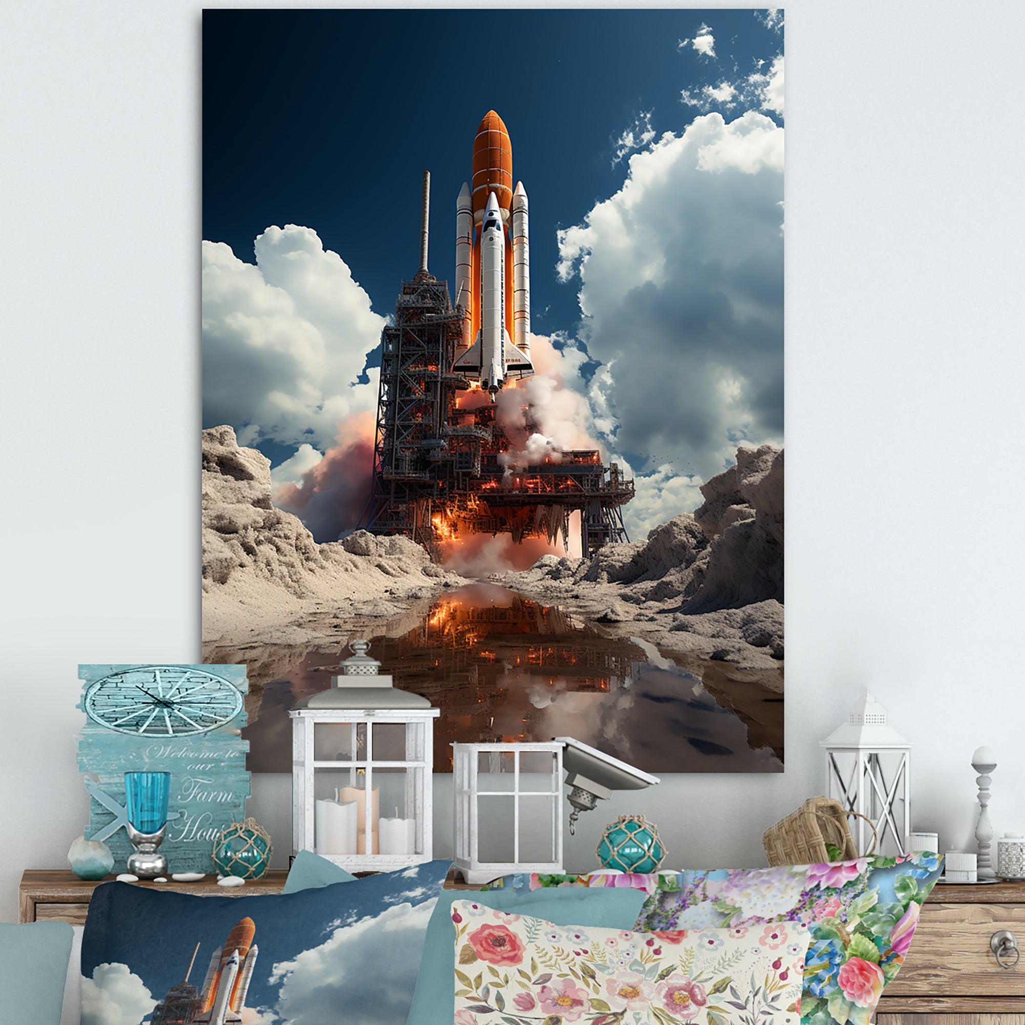 Rocketship Beyond The Atmosphere I - Rocketship Canvas Wall Art