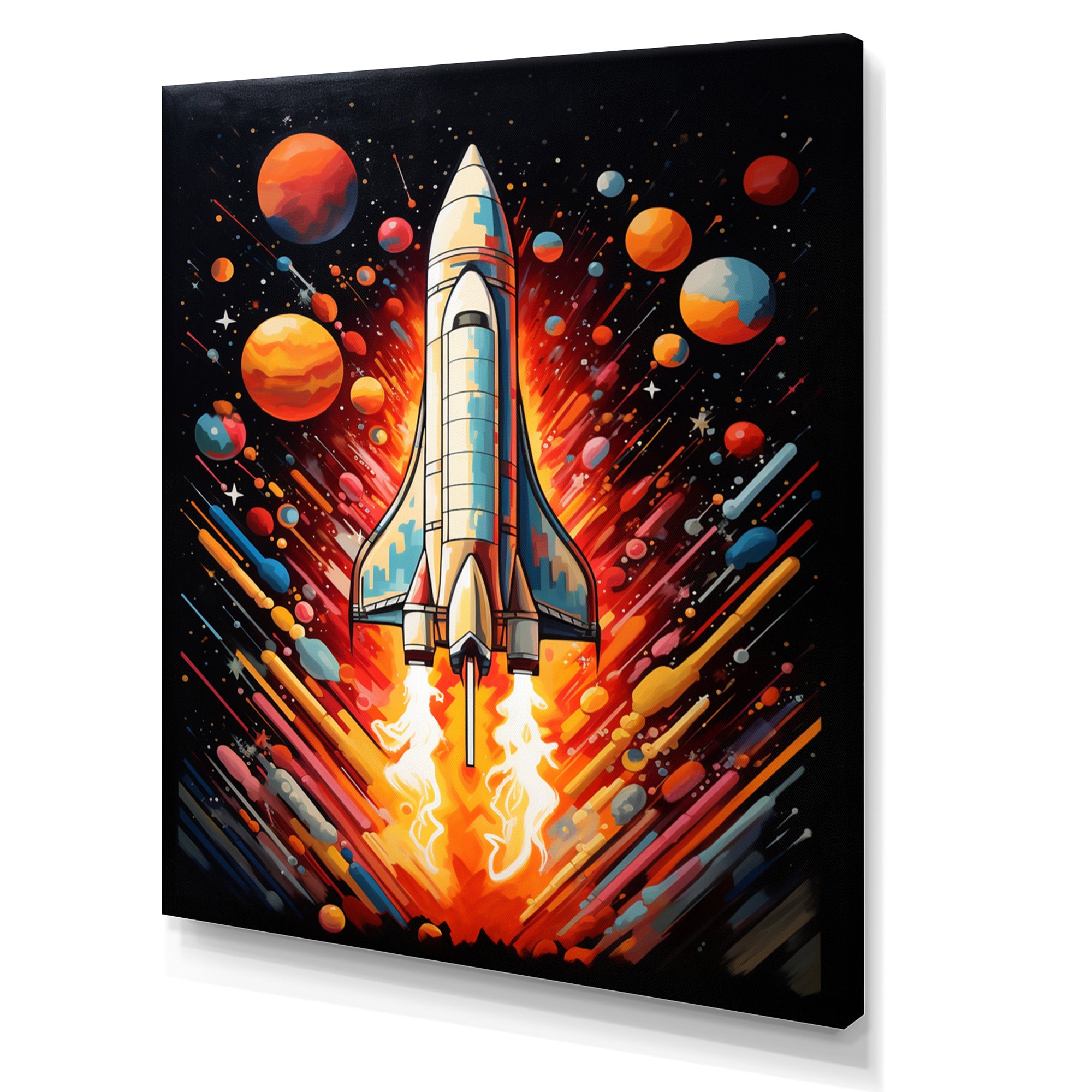 Rocketship Stellar Voyage I - Rocketship Canvas Wall Art
