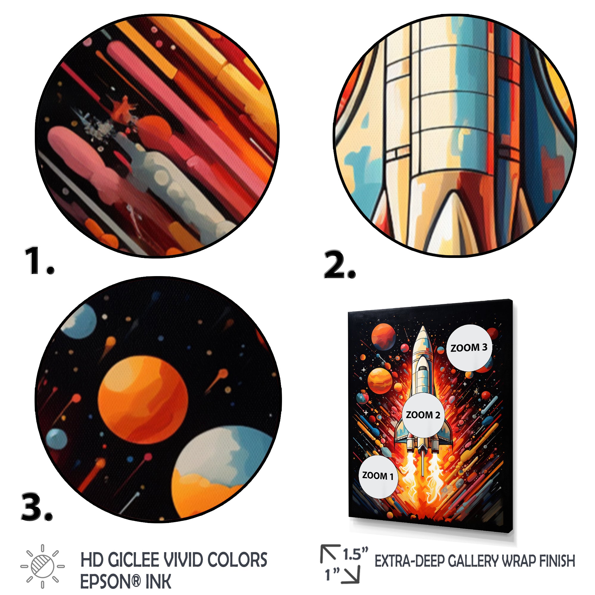 Rocketship Stellar Voyage I - Rocketship Canvas Wall Art