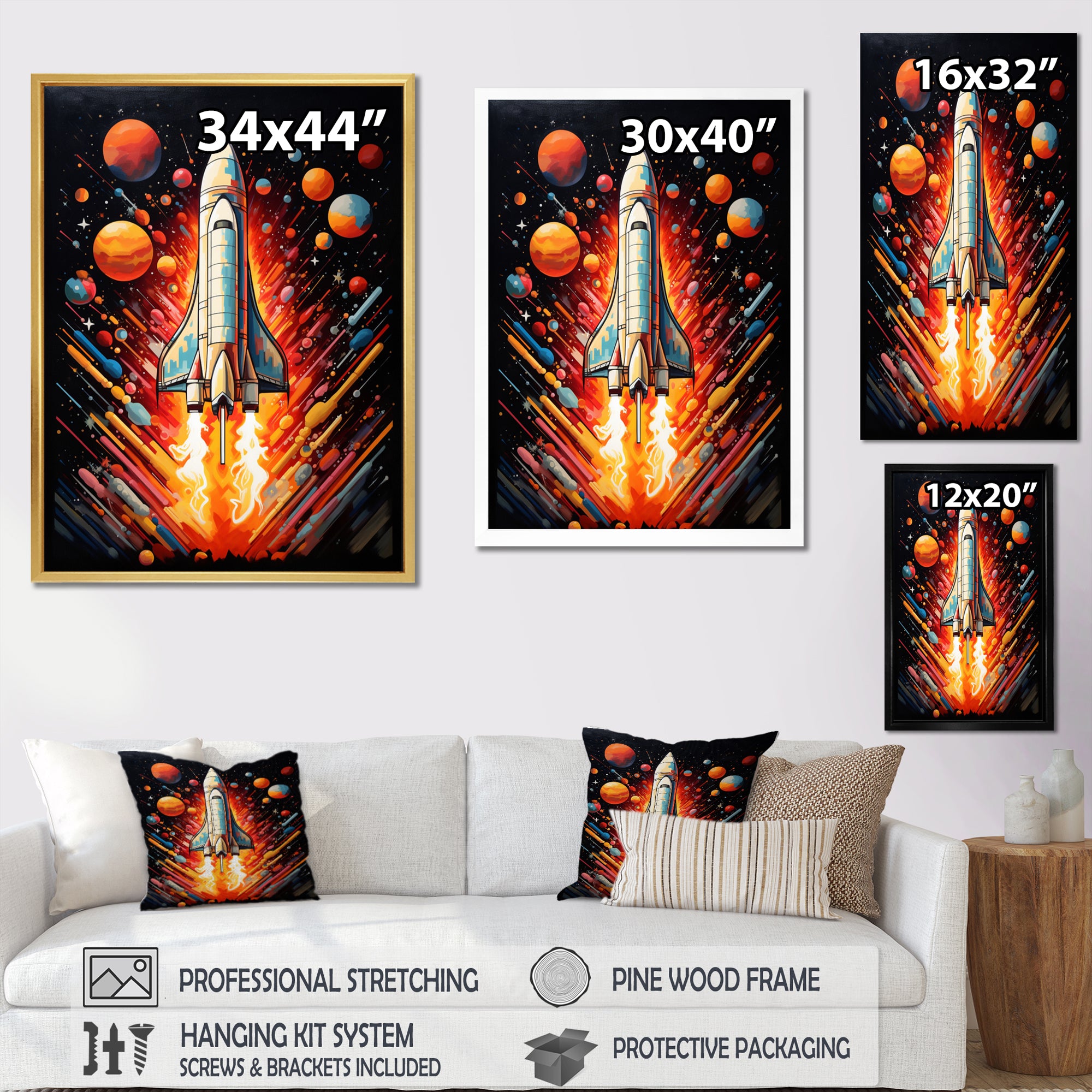 Rocketship Stellar Voyage I - Rocketship Canvas Wall Art
