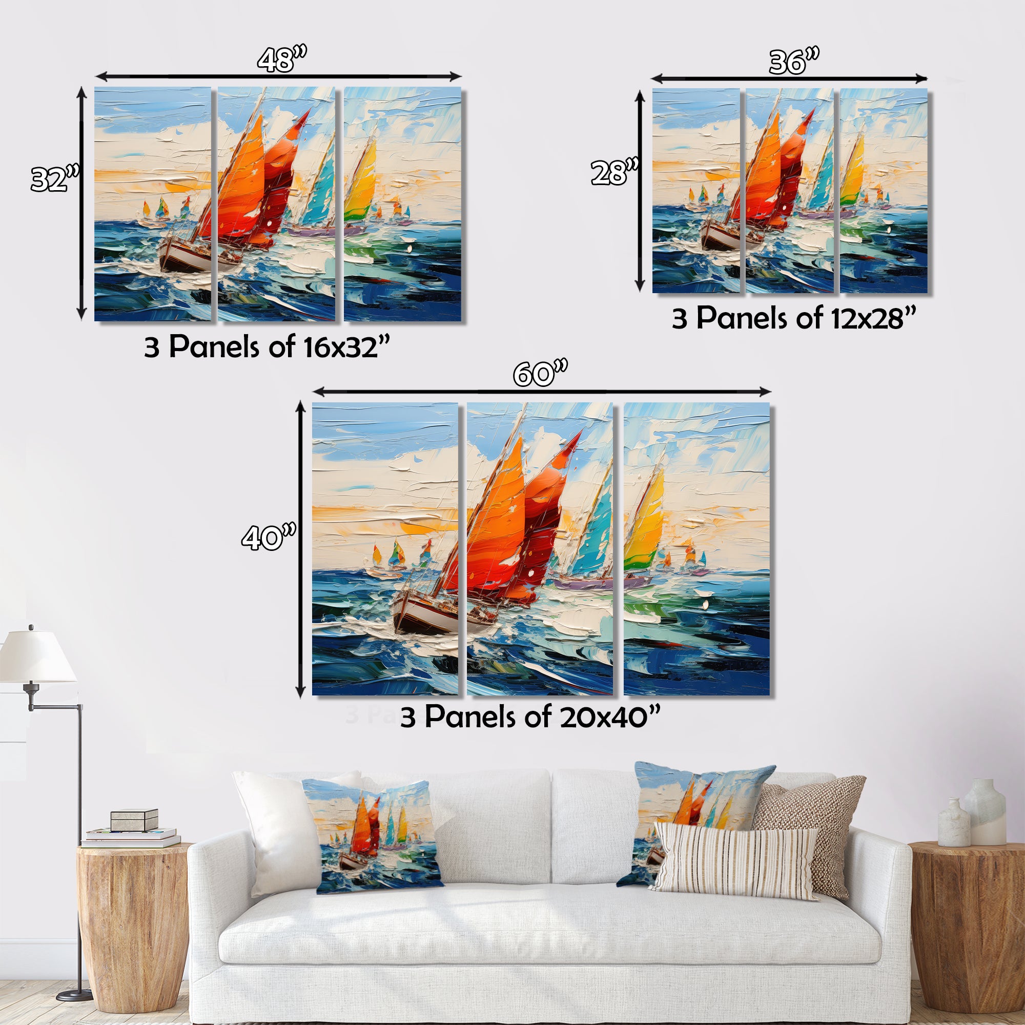 Sailboat Seascape Symphony I - Boat Sailing Canvas Wall Art