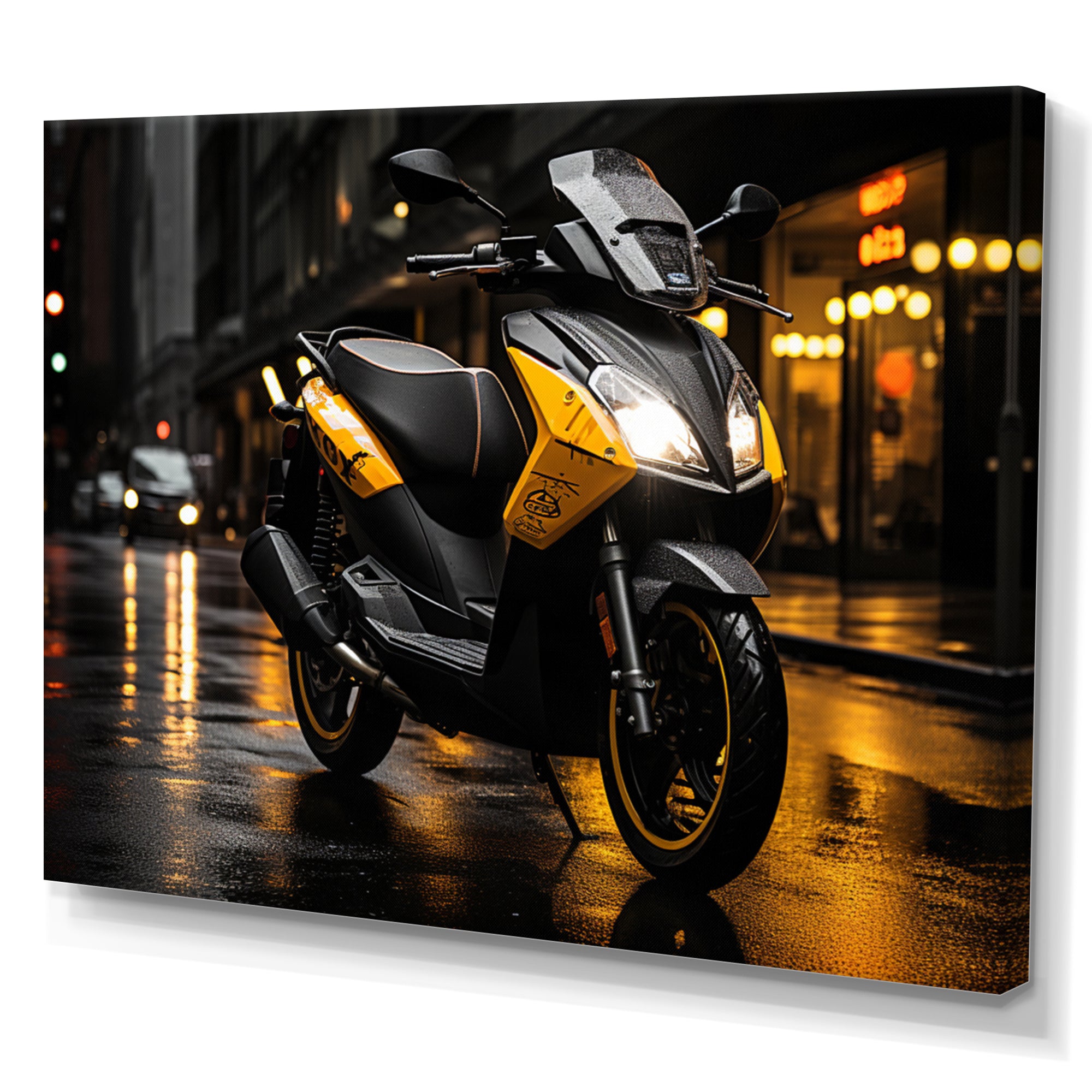 Yellow Black Scooter City Glide I - Scooter Canvas Wall Art