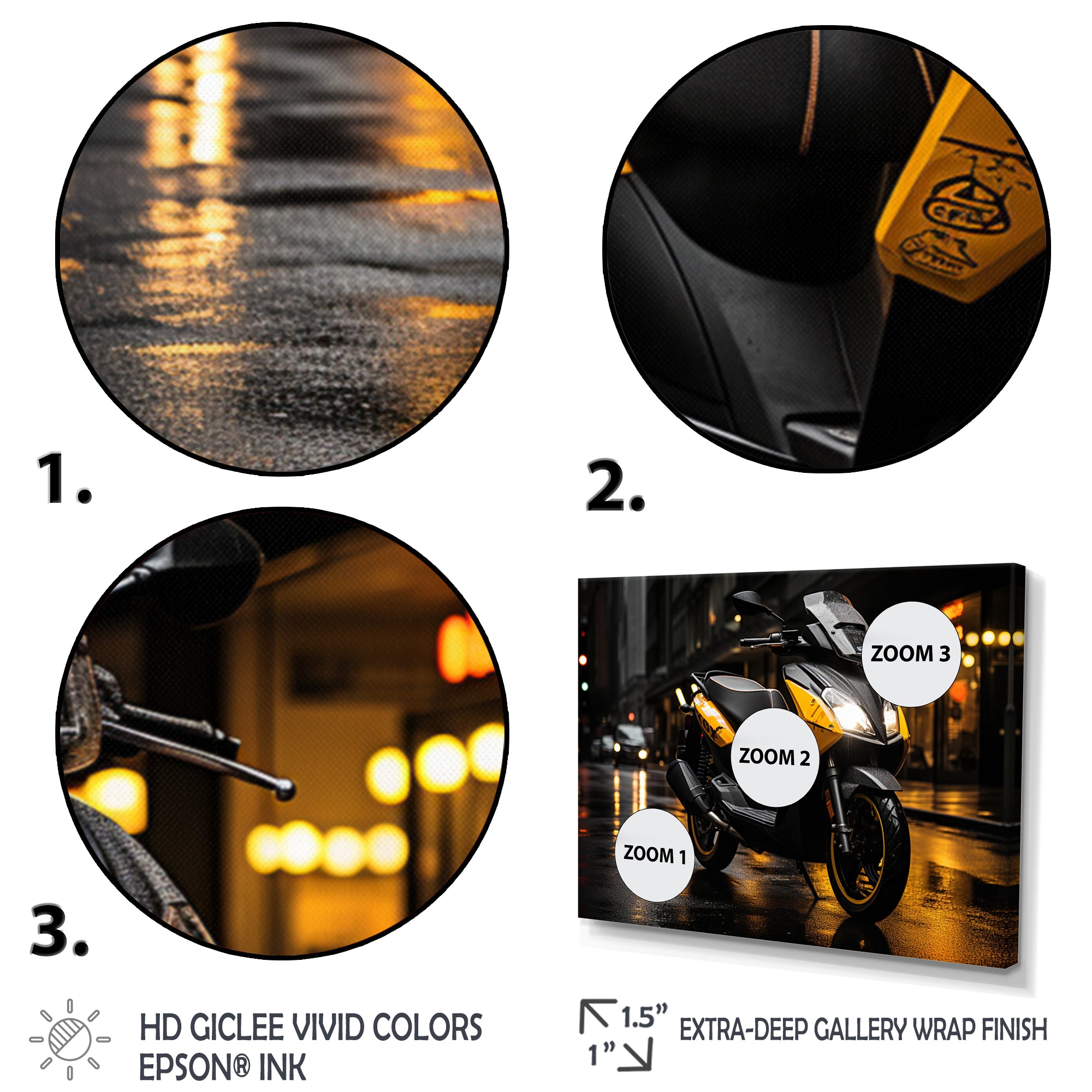 Yellow Black Scooter City Glide I - Scooter Canvas Wall Art