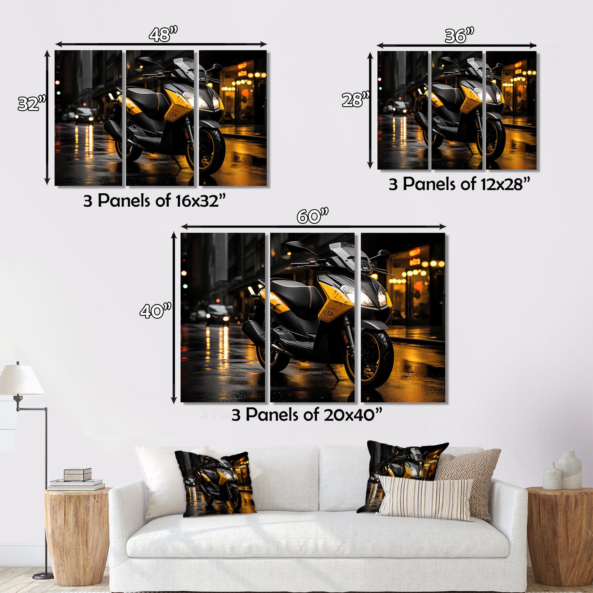 Yellow Black Scooter City Glide I - Scooter Canvas Wall Art