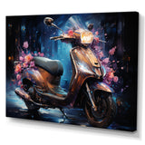 Teal Gold Scooter Night Glow - Scooter Canvas Wall Art