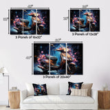 Teal Gold Scooter Night Glow - Scooter Canvas Wall Art