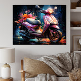 Purple Coral Scooter Night Glow - Scooter Canvas Wall Art