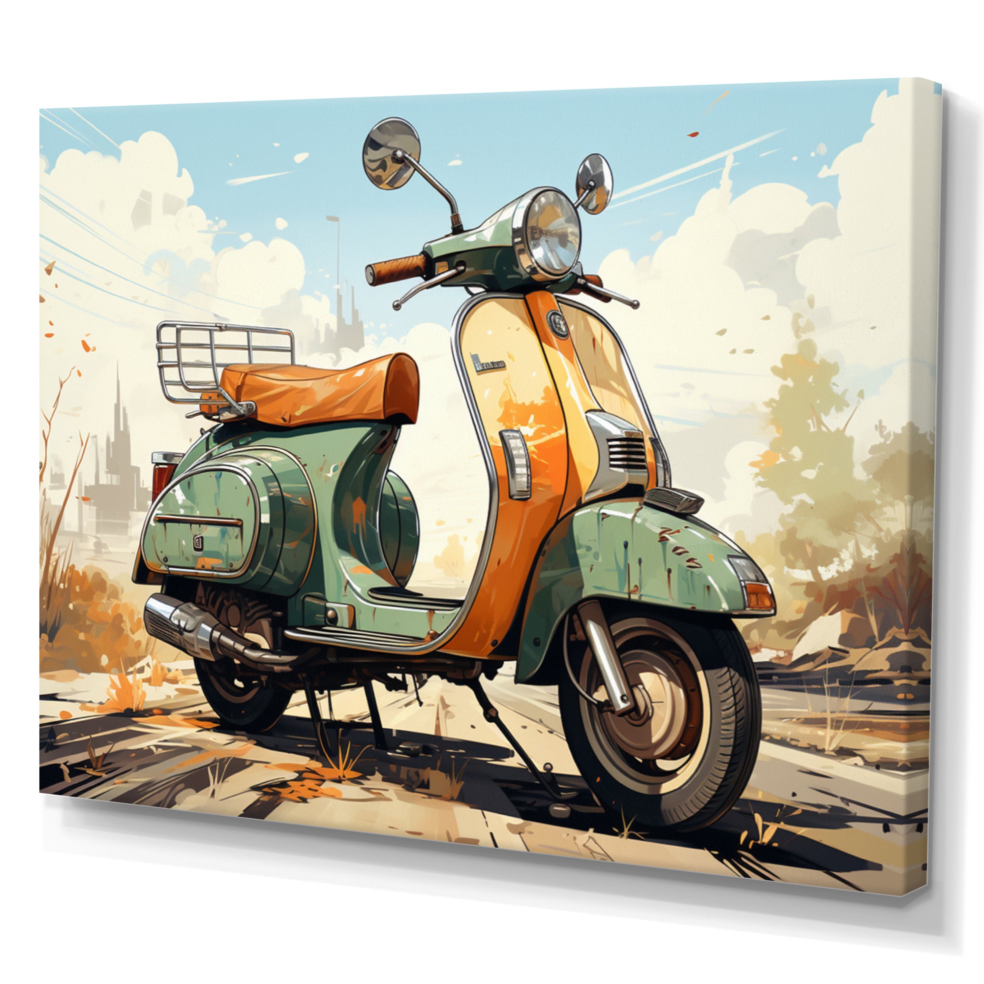 Scooter Retro Electric - Scooter Canvas Wall Art