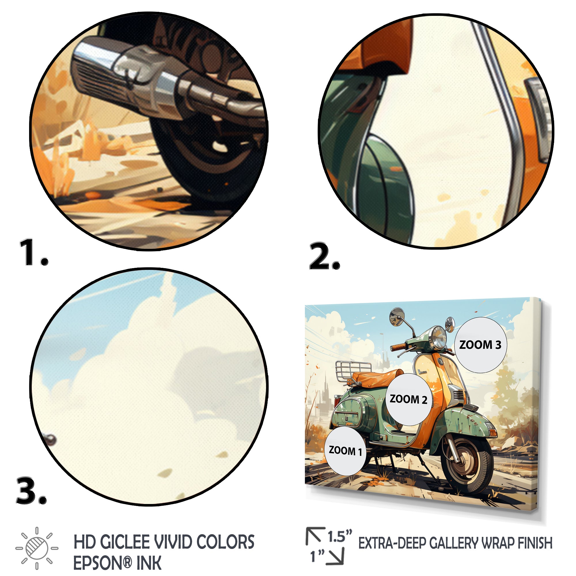 Scooter Retro Electric - Scooter Canvas Wall Art