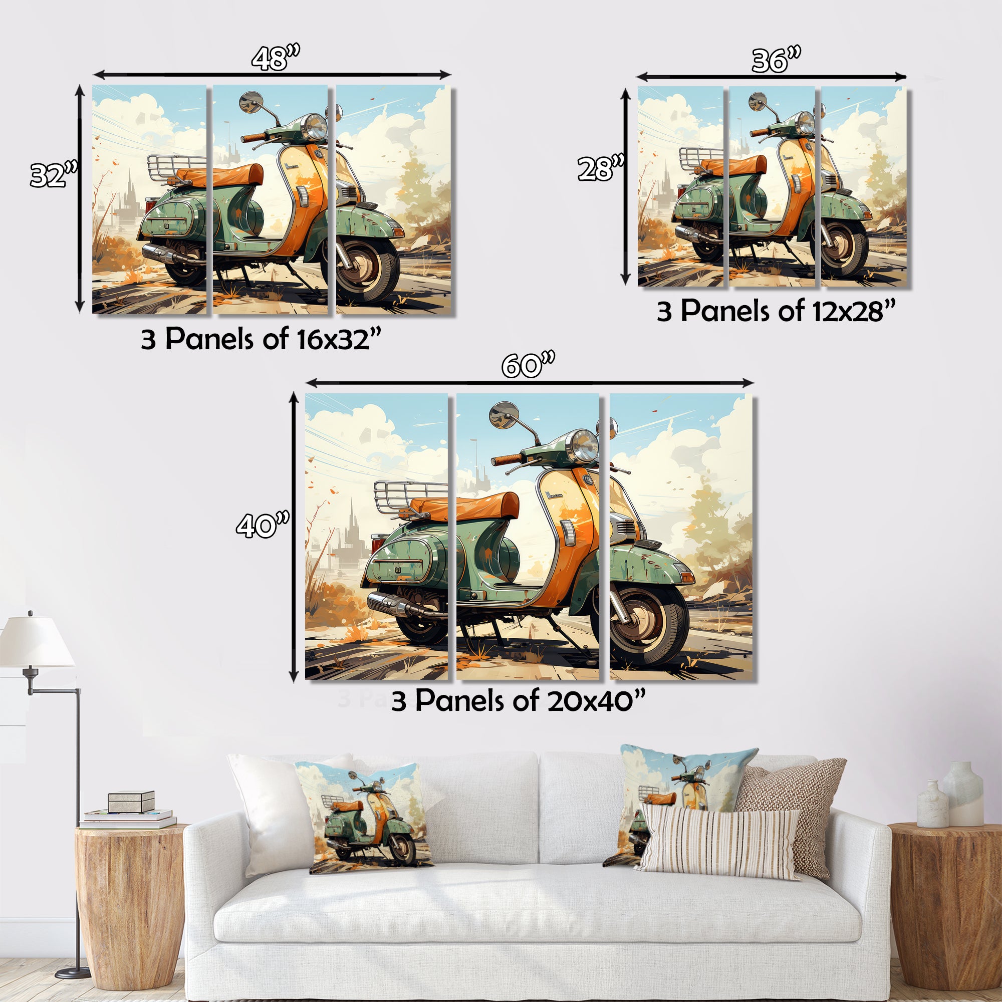 Scooter Retro Electric - Scooter Canvas Wall Art
