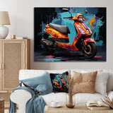 Teal Red Scooter Street Styler - Scooter Canvas Wall Art