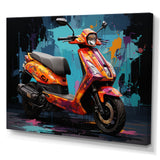 Teal Red Scooter Street Styler - Scooter Canvas Wall Art