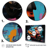 Teal Red Scooter Street Styler - Scooter Canvas Wall Art
