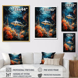 Teal Shark Animal Coastal Creatures - Shark Wall Art Prints