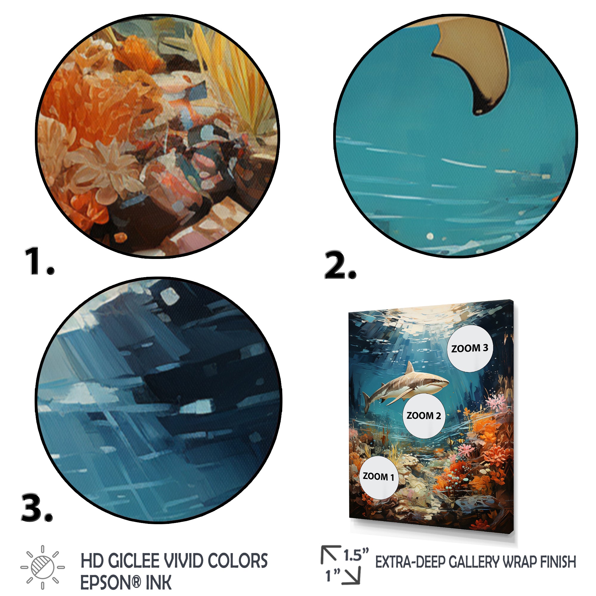 Teal Shark Coastal Creatures - Shark Wall Art Prints