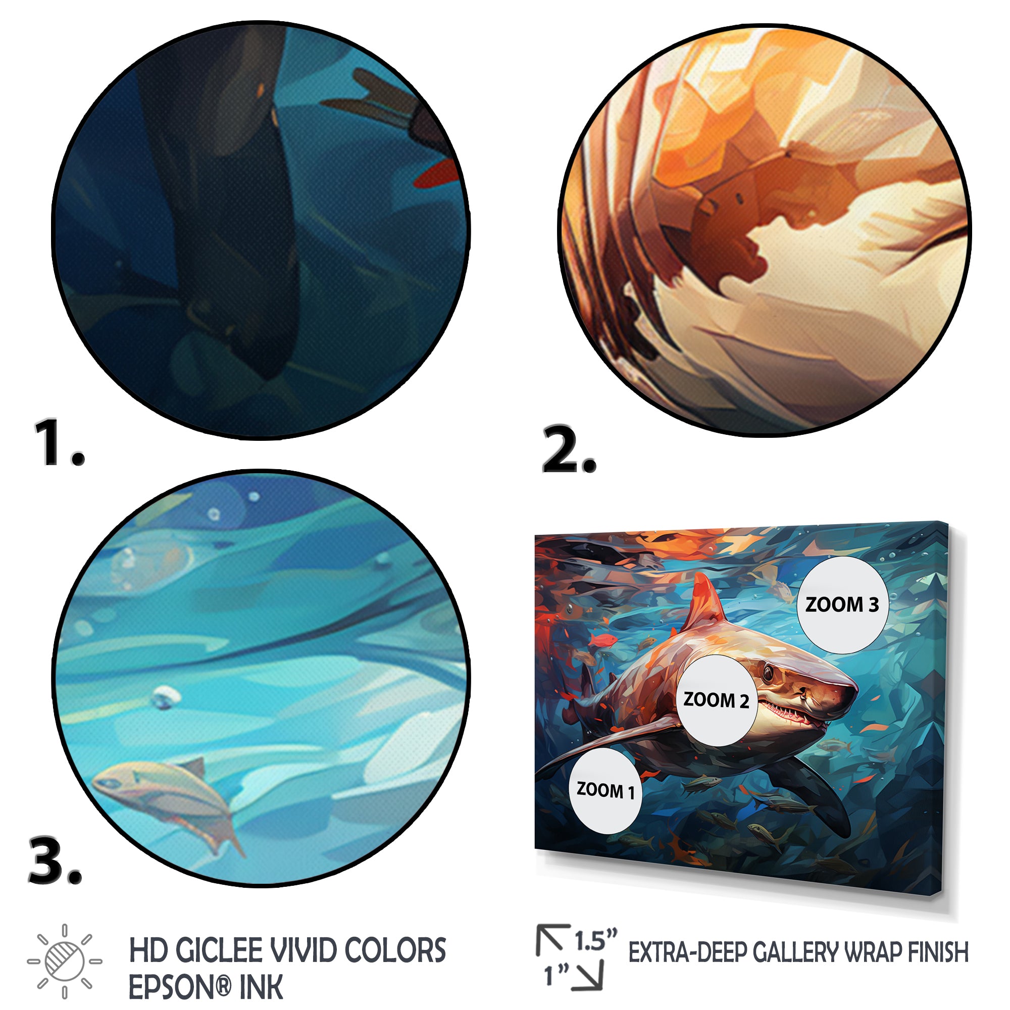 Teal Shark Oceans Dance Geometric - Teal Shark Wall Art