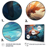 Teal Shark Oceans Dance Geometric - Teal Shark Wall Art