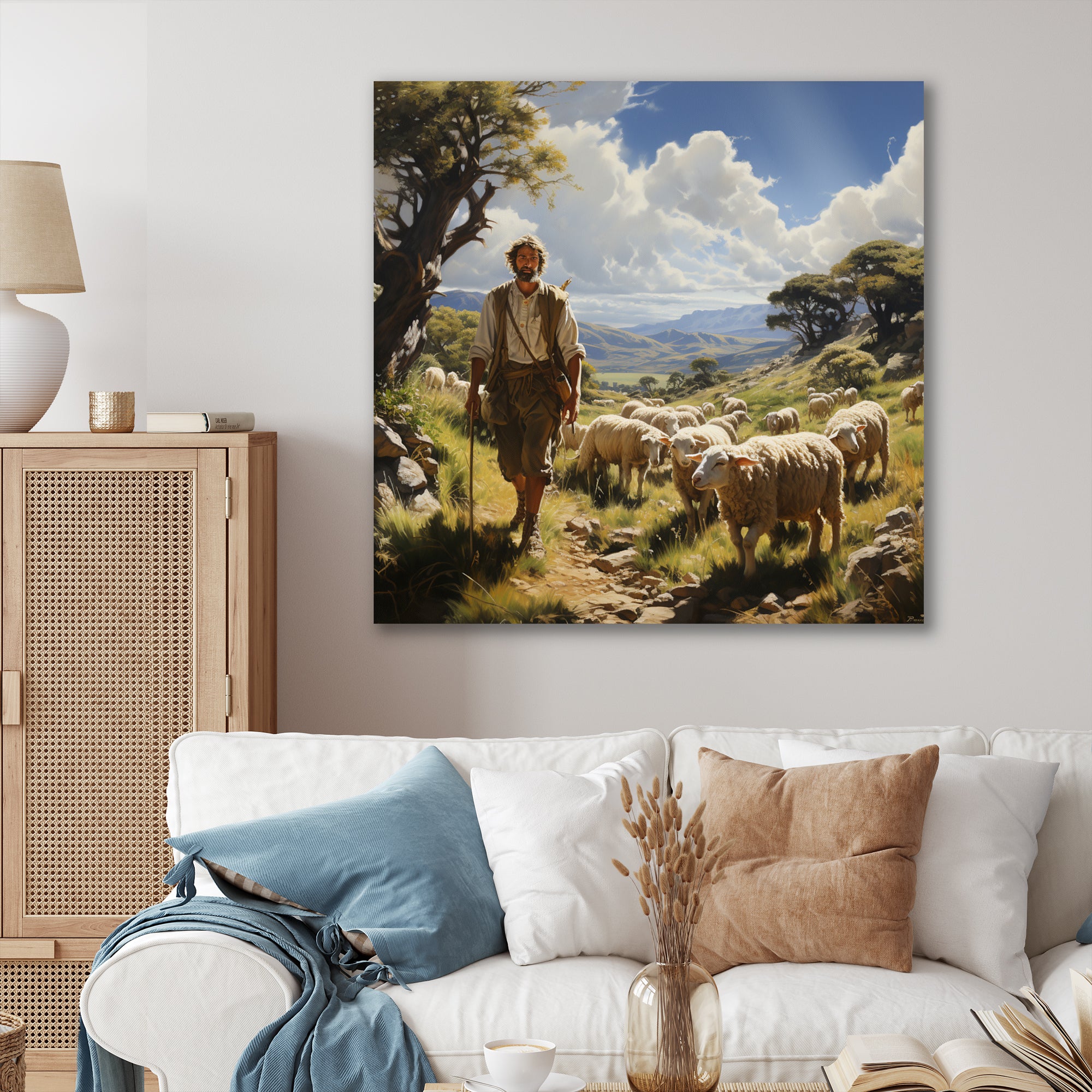 The Shepherds Song - Sheep Canvas Wall Art