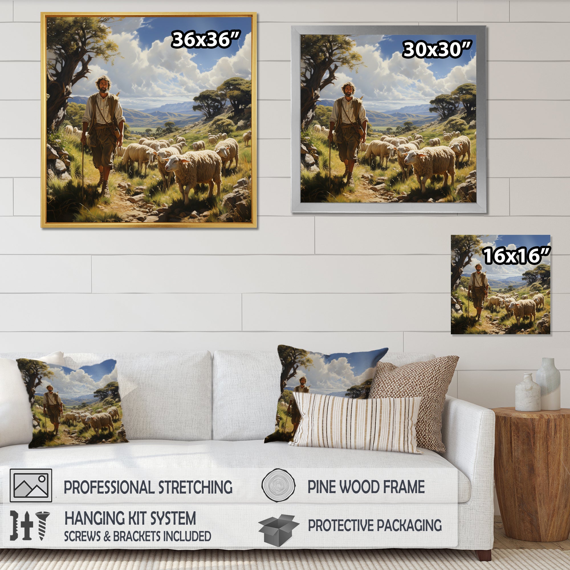The Shepherds Song - Sheep Canvas Wall Art
