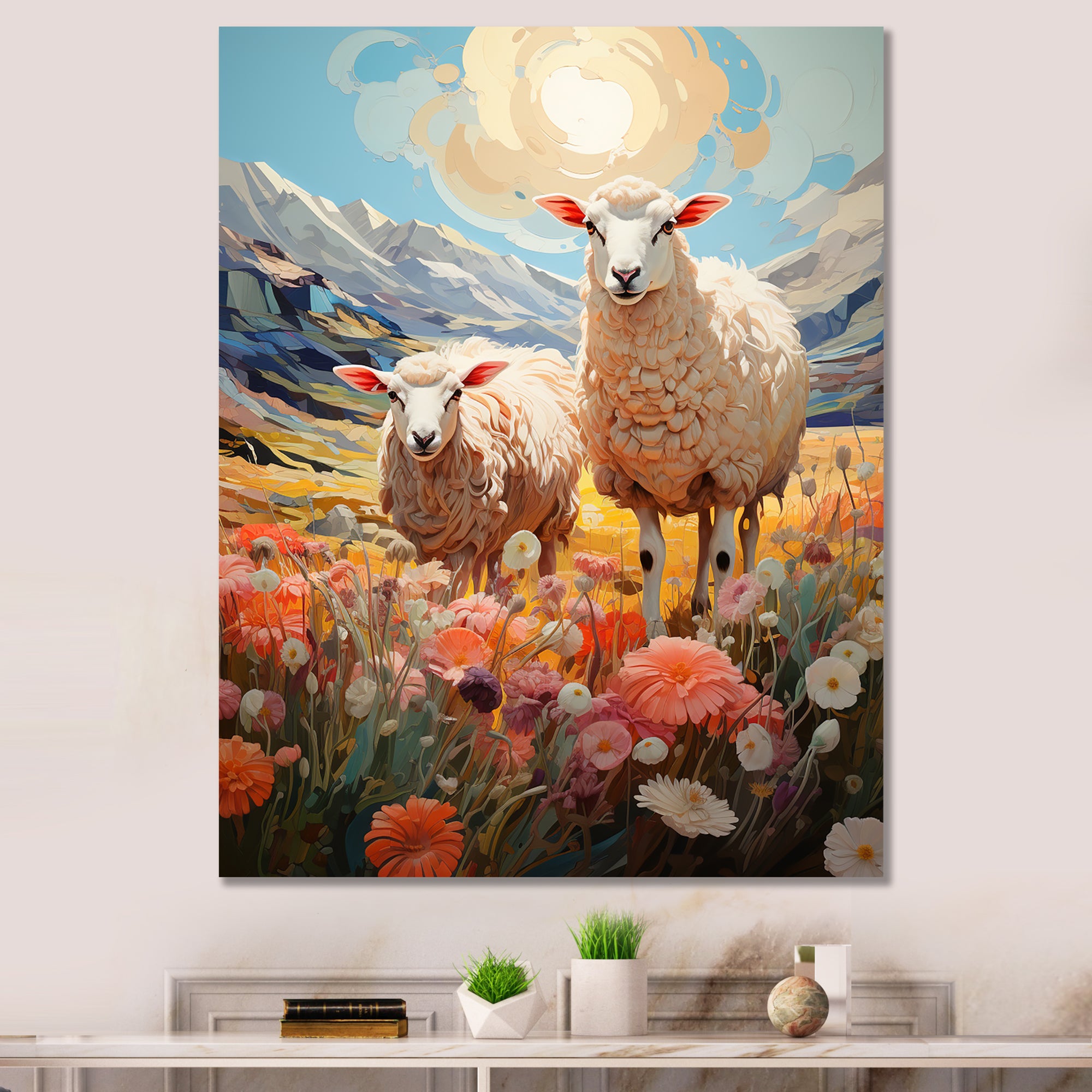 Sheep Whimsical Grazing - Sheep Wall Art Prints