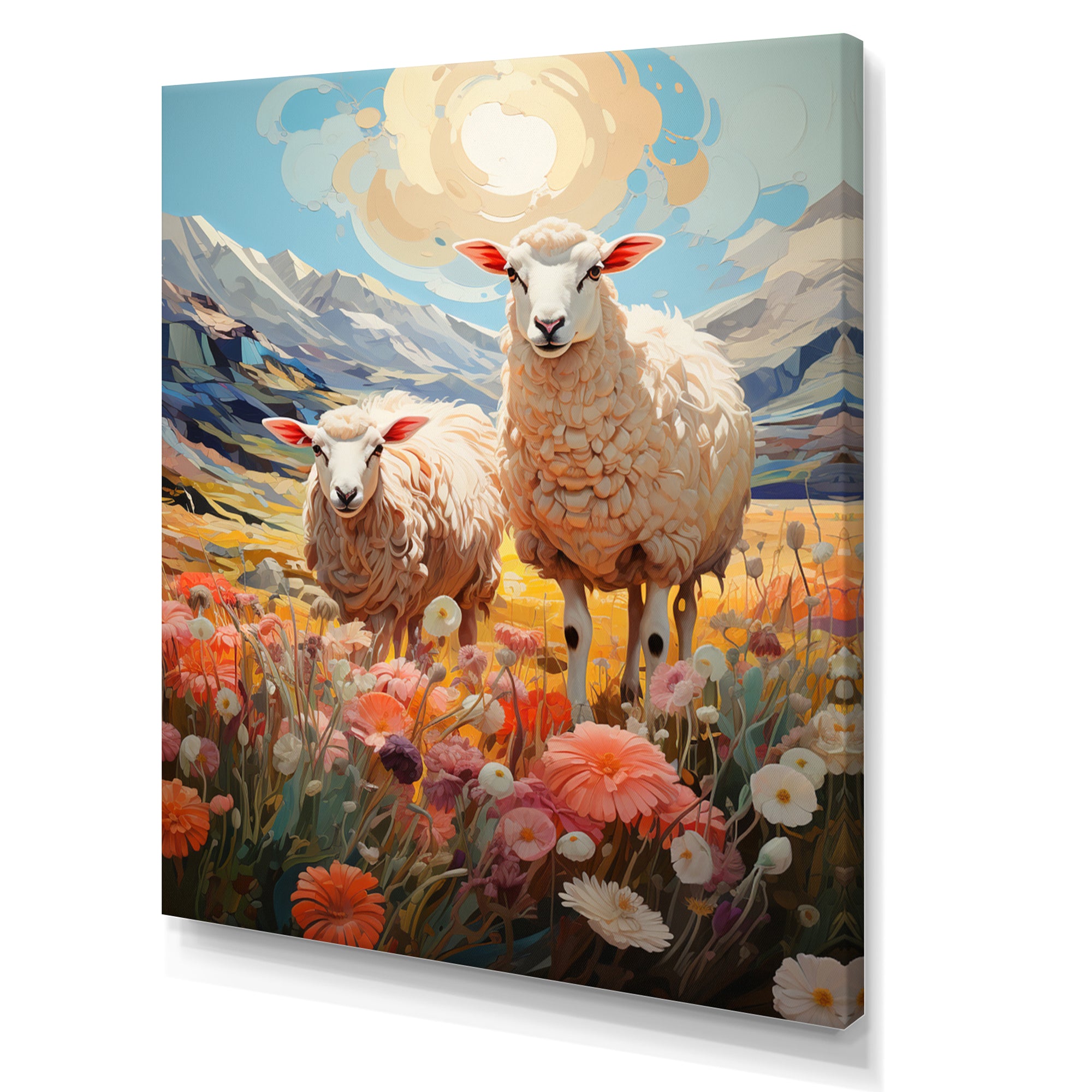 Sheep Whimsical Grazing - Sheep Wall Art Prints
