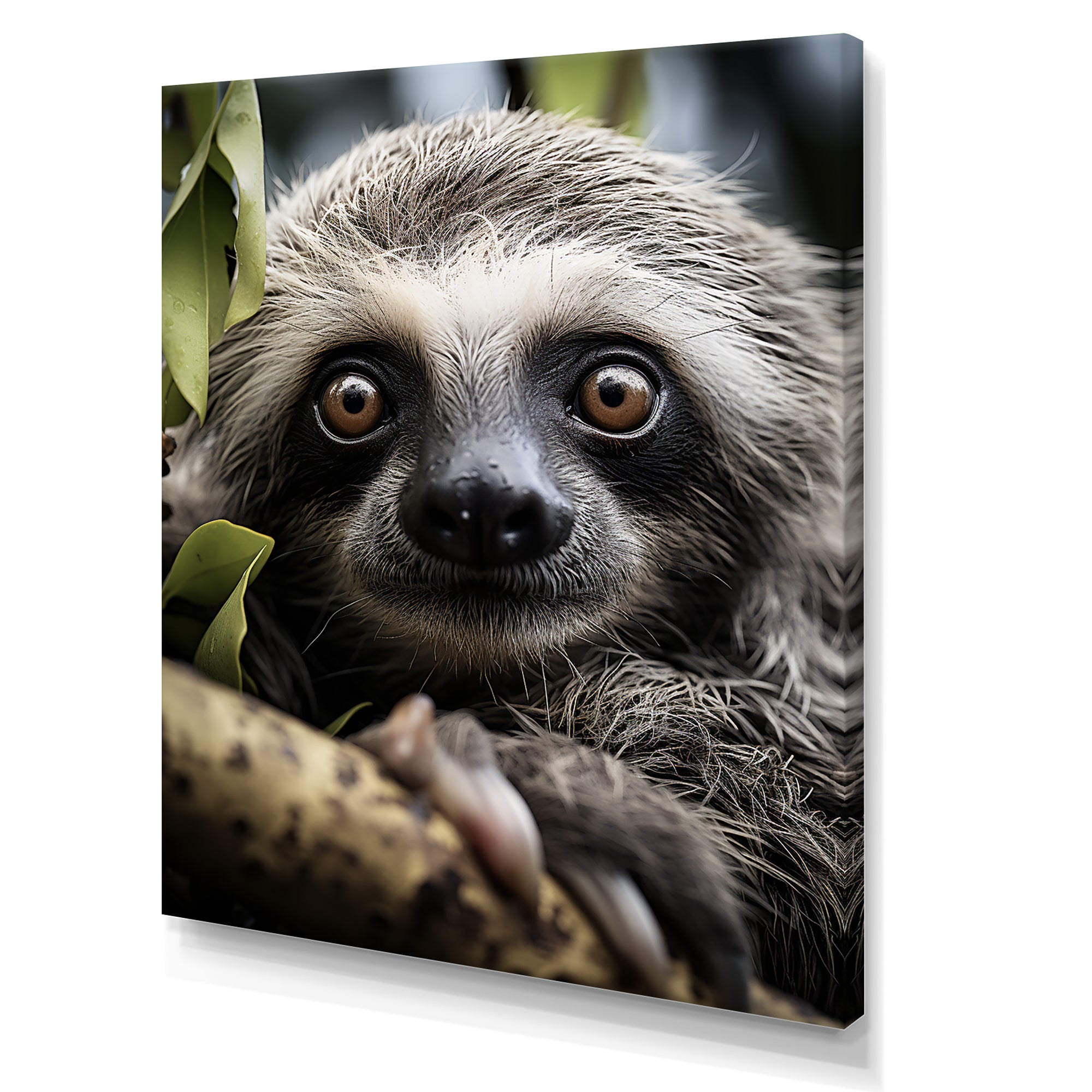 Sloth Portrait Vibrant - Sloth Framed Canvas Art