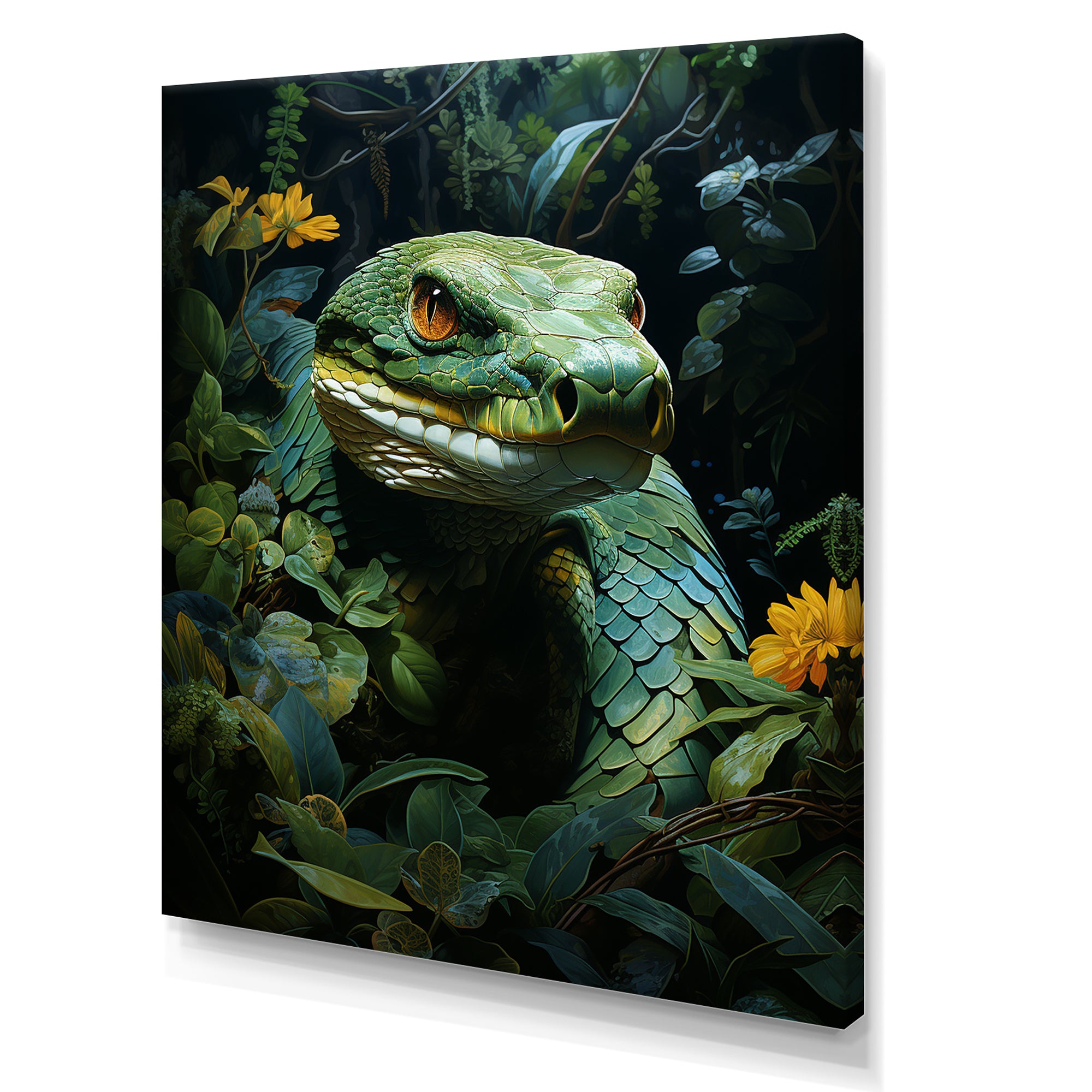 Green Snake Solitude - Snake Wall Art Prints