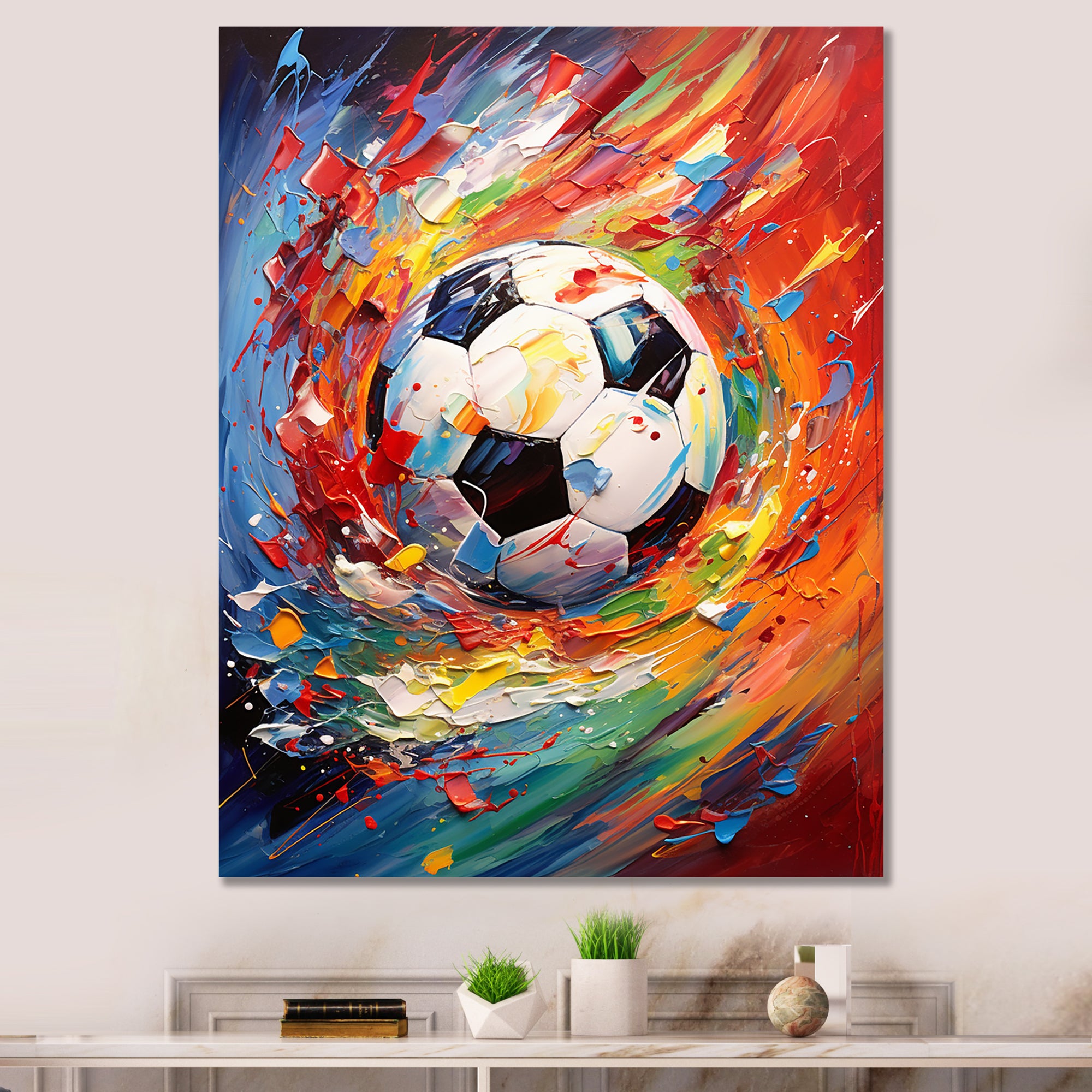 Abstract Soccer Energy - Soccer Canvas Wall Art