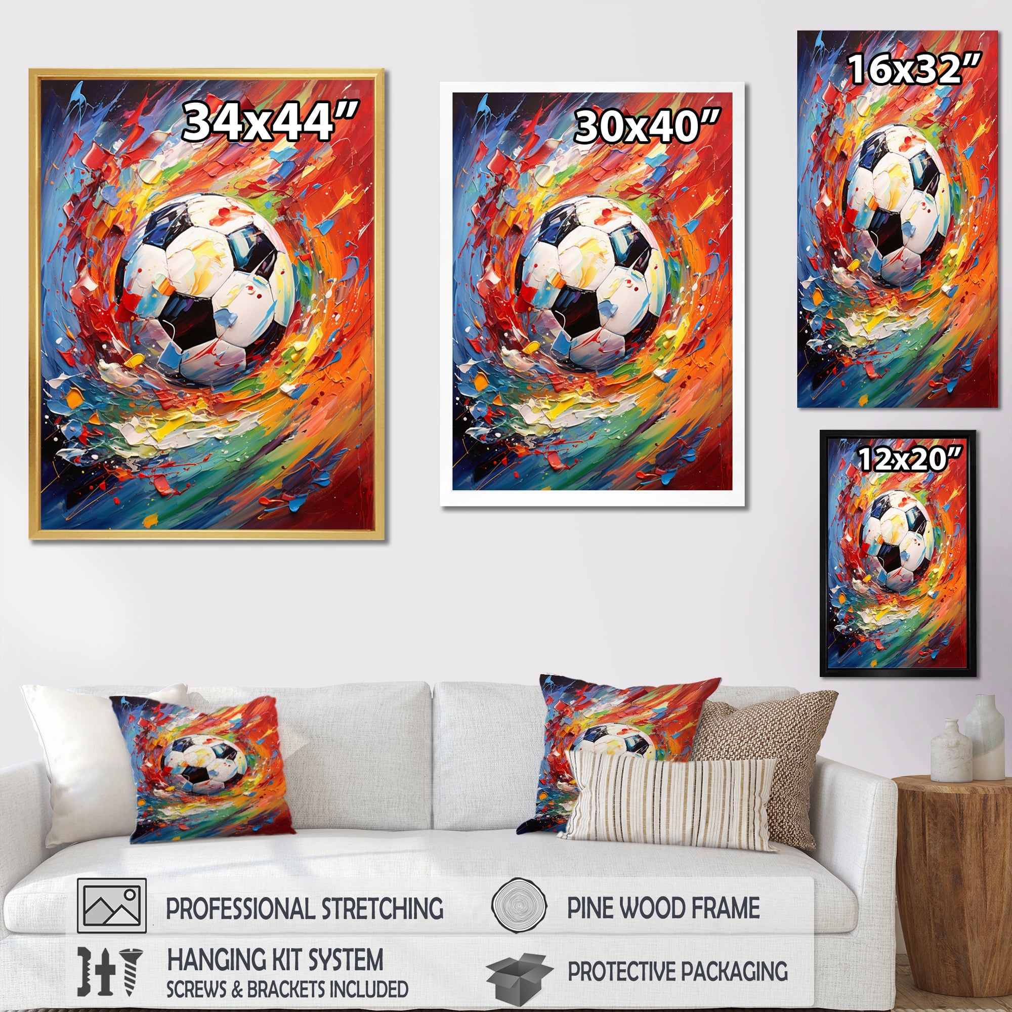 Abstract Soccer Energy - Soccer Canvas Wall Art