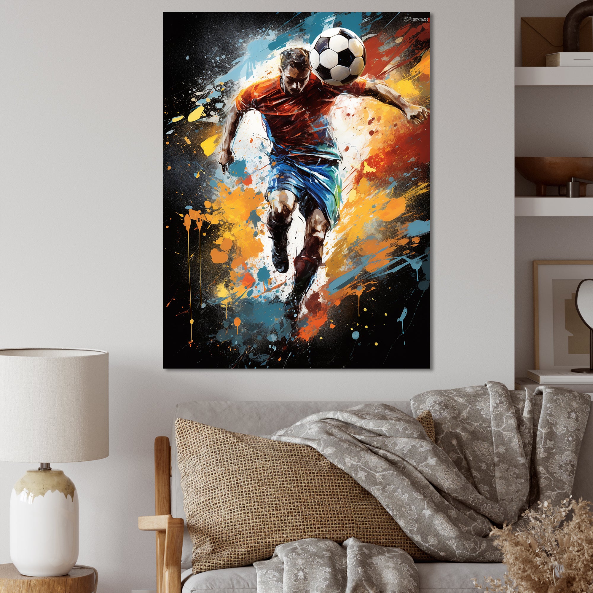 Abstract Soccer Portrait Fusion - Soccer Canvas Wall Art
