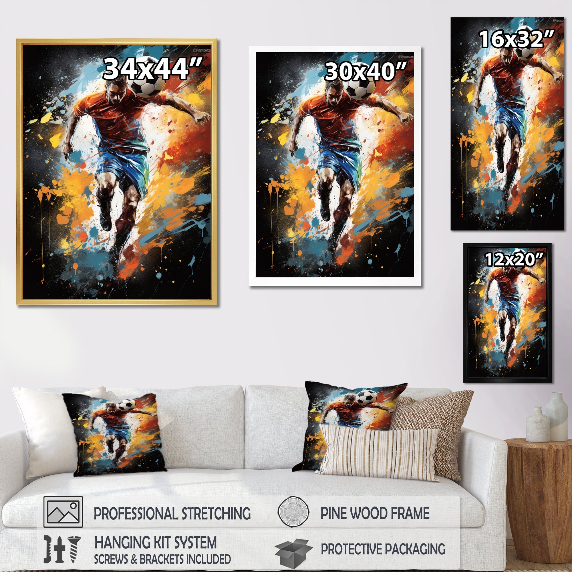 Abstract Soccer Portrait Fusion - Soccer Canvas Wall Art
