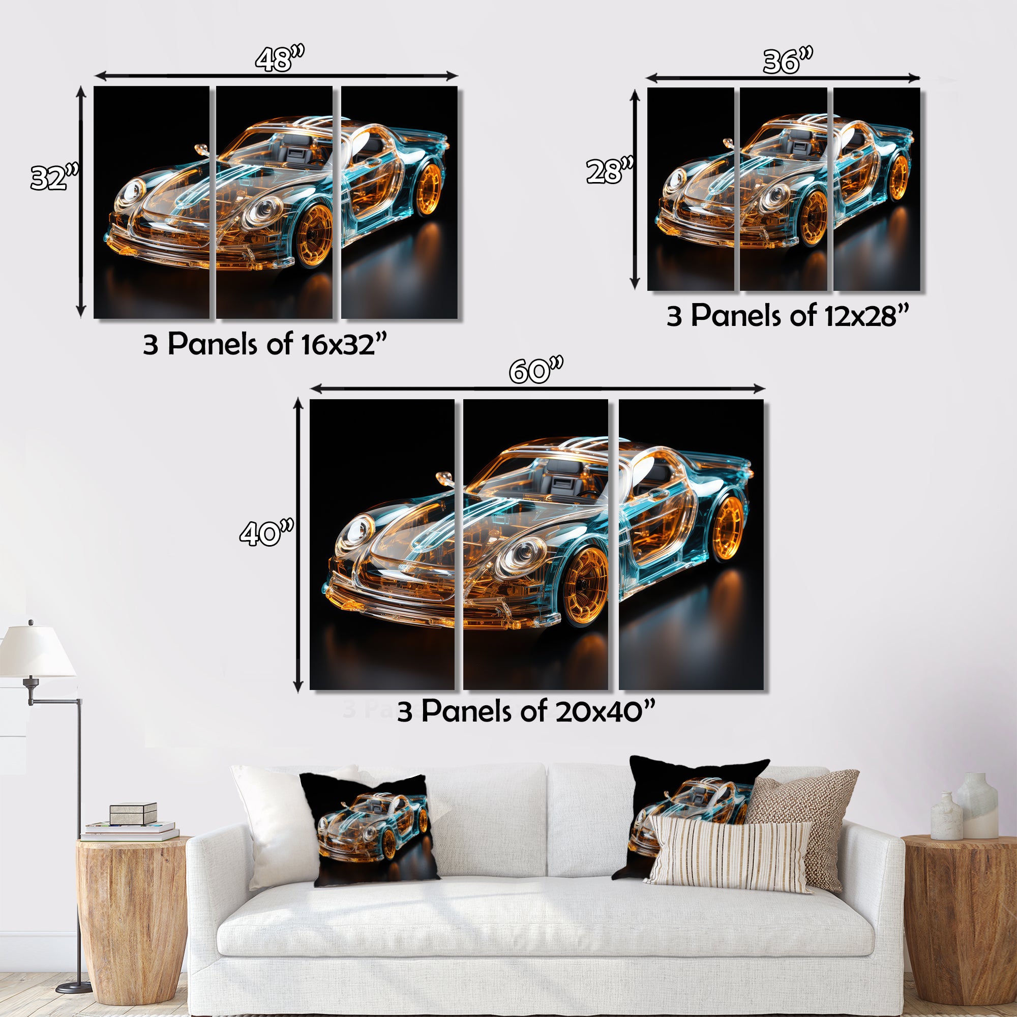 Sophisticated Stylish Glass Supercar I - Car Exotic Canvas Wall Art