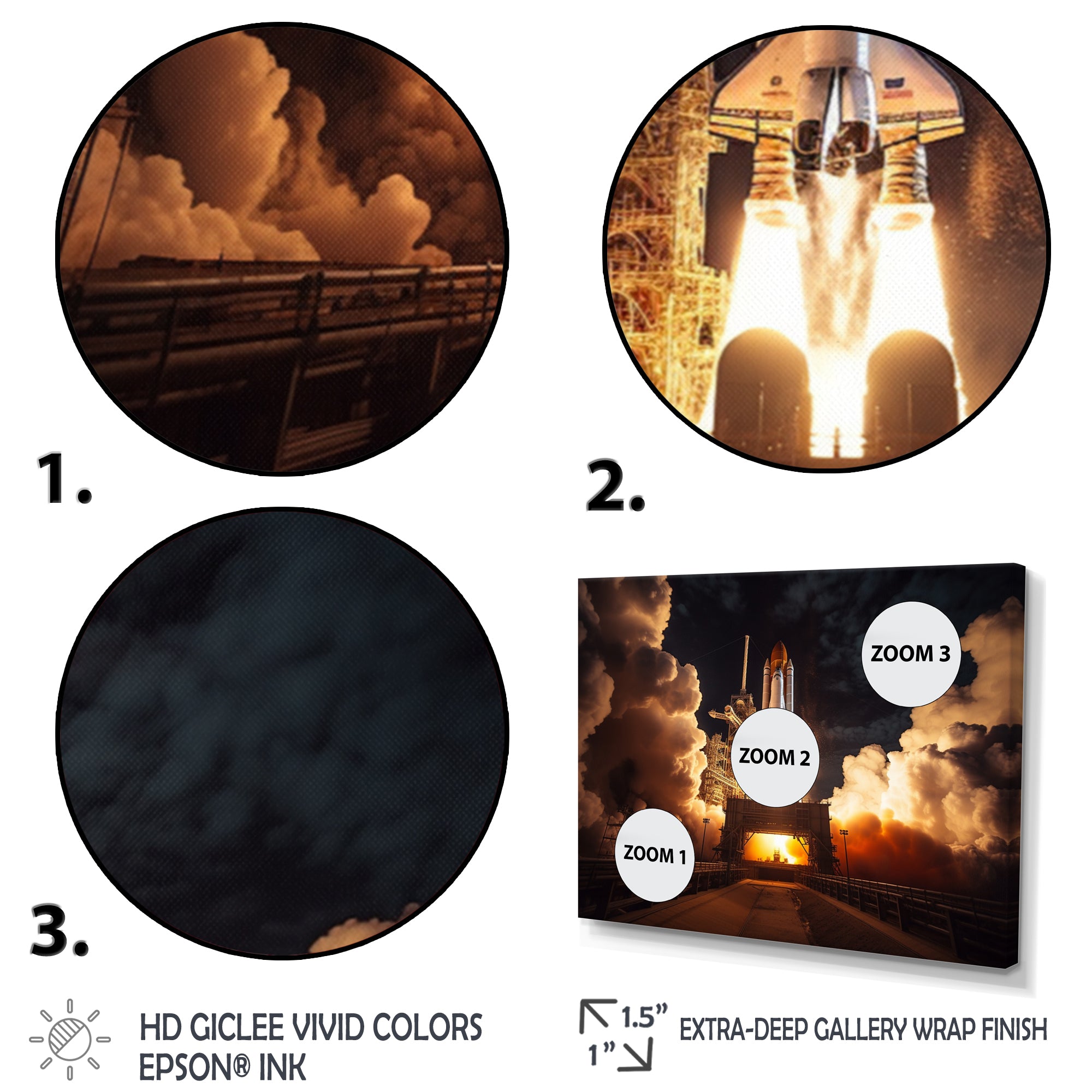 Space Shuttle Captivating Night Launch I - Space Shuttle Canvas Wall Art