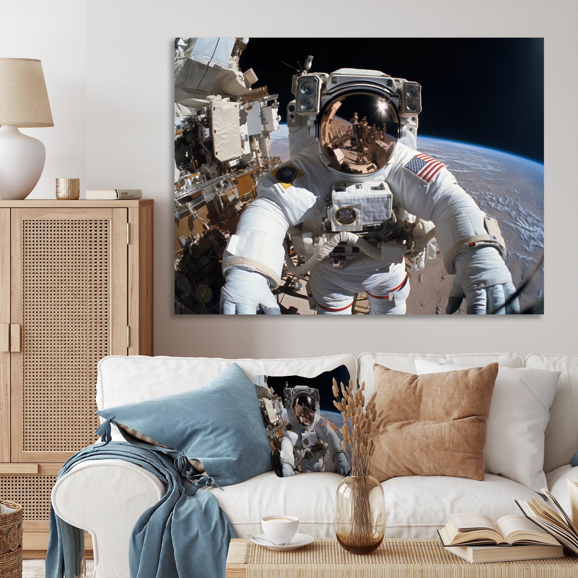 Space Astronauts Extravehicular Activities - Space Shuttle Canvas Wall Art