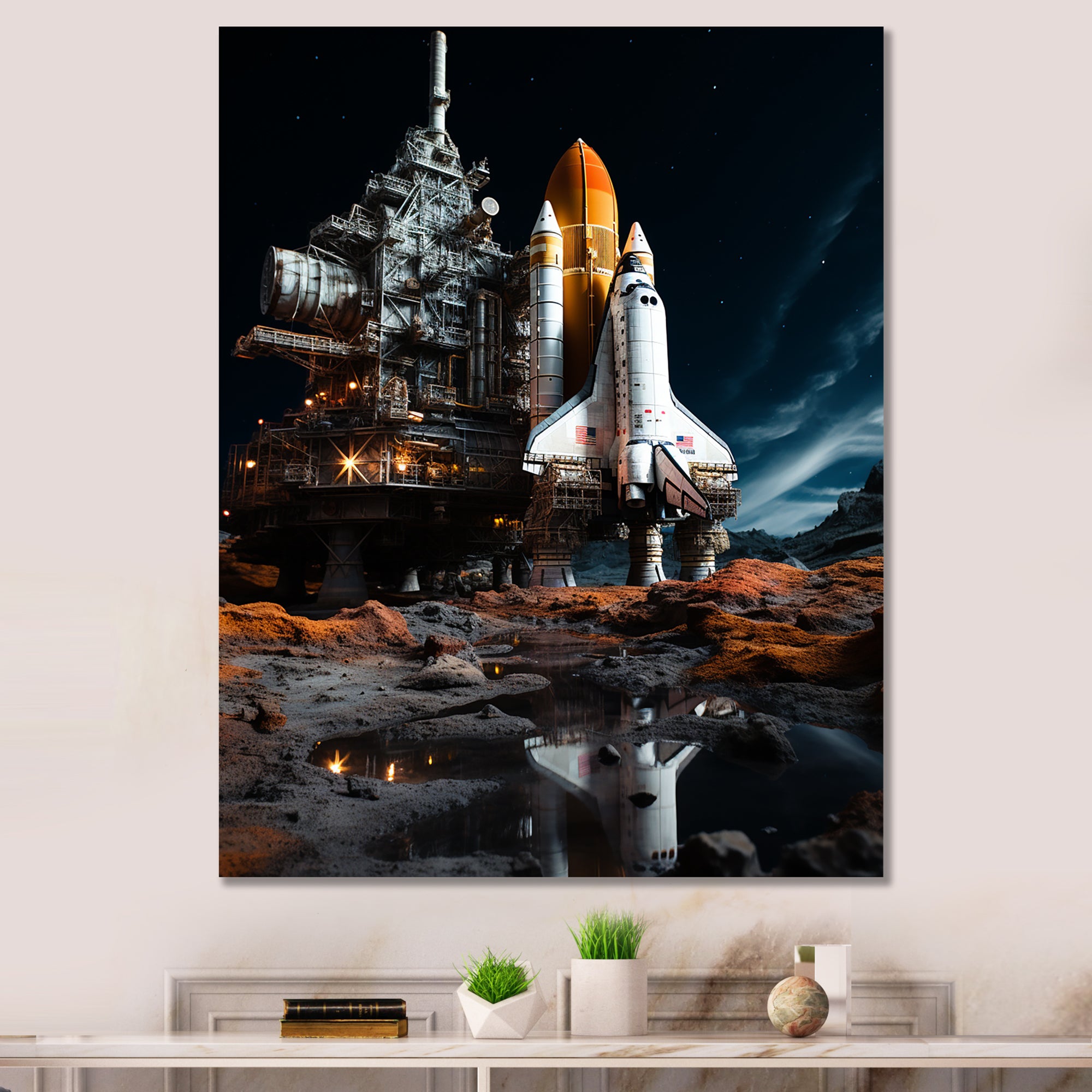 Space Shuttle Moonlit Rendezvous I - Space Shuttle Canvas Wall Art