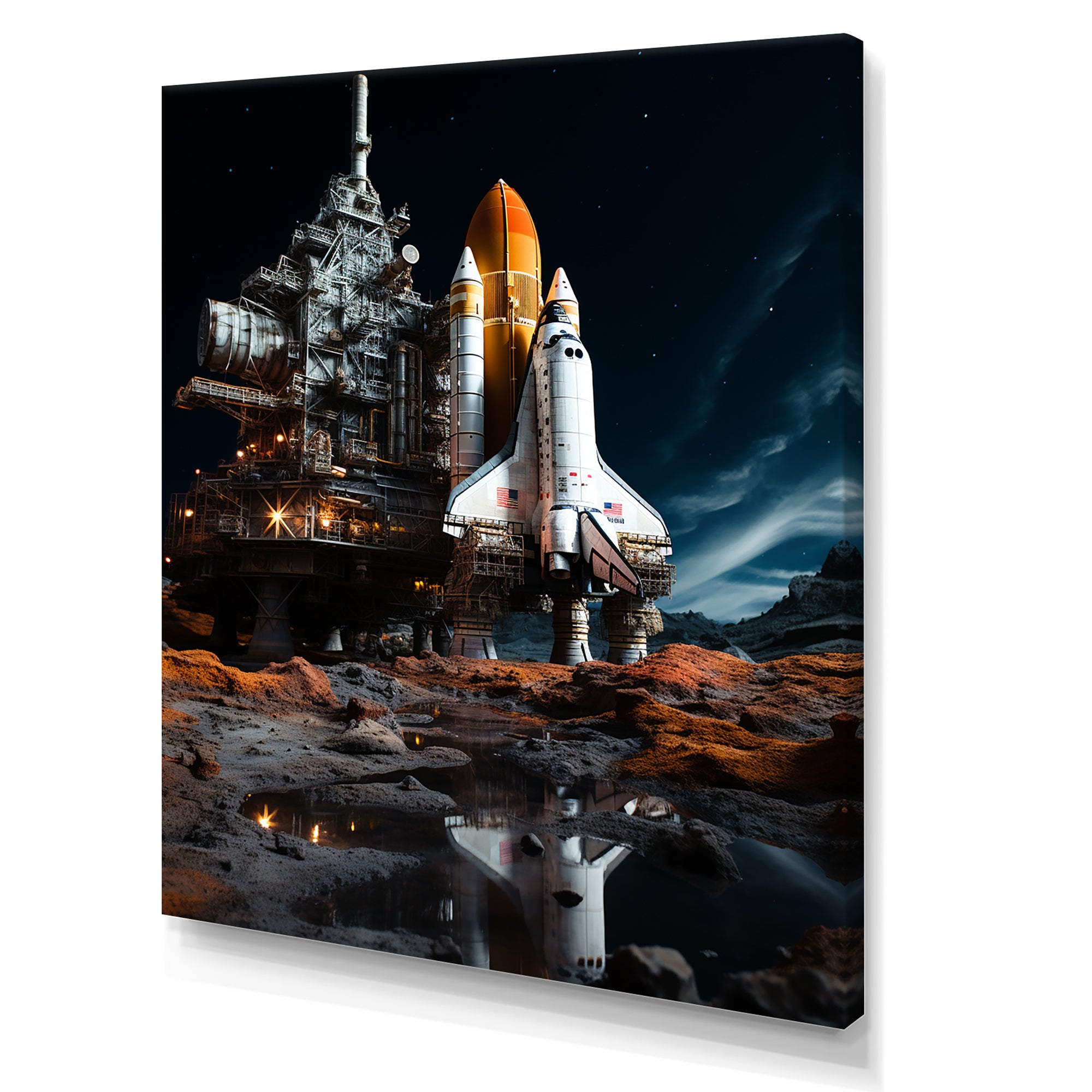 Space Shuttle Moonlit Rendezvous I - Space Shuttle Canvas Wall Art