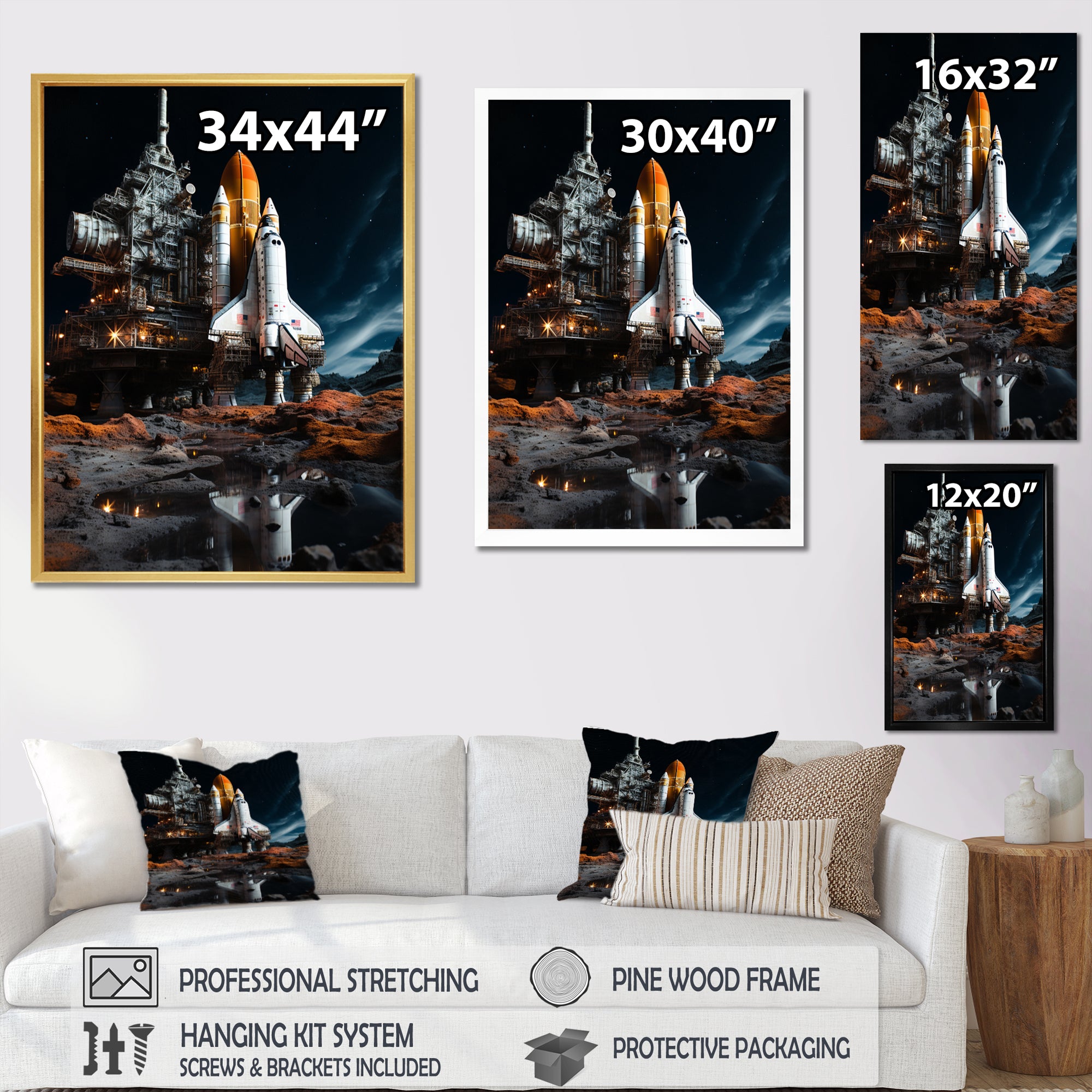 Space Shuttle Moonlit Rendezvous I - Space Shuttle Canvas Wall Art