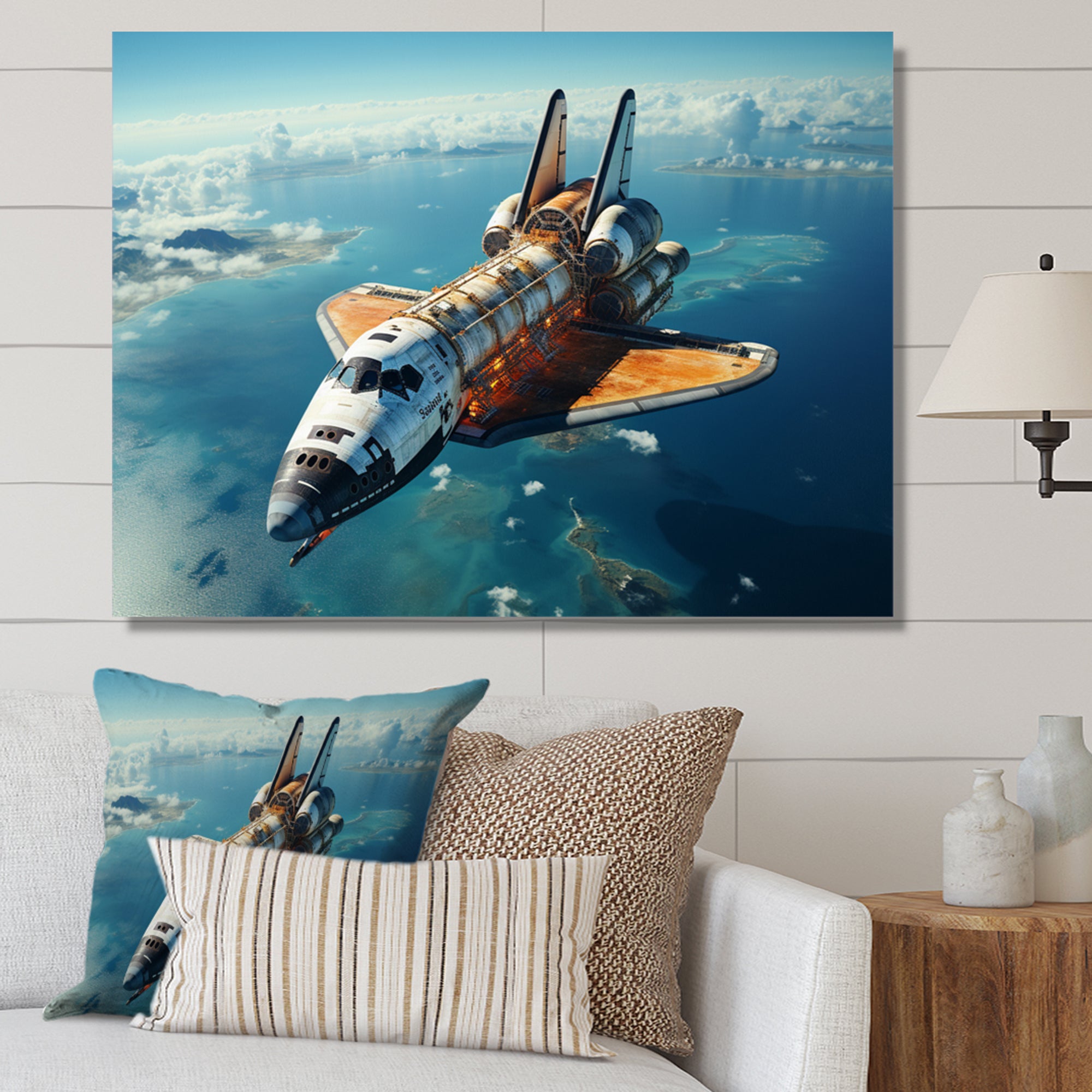 Space Shuttle Orbiting Earth I - Space Shuttle Canvas Wall Art