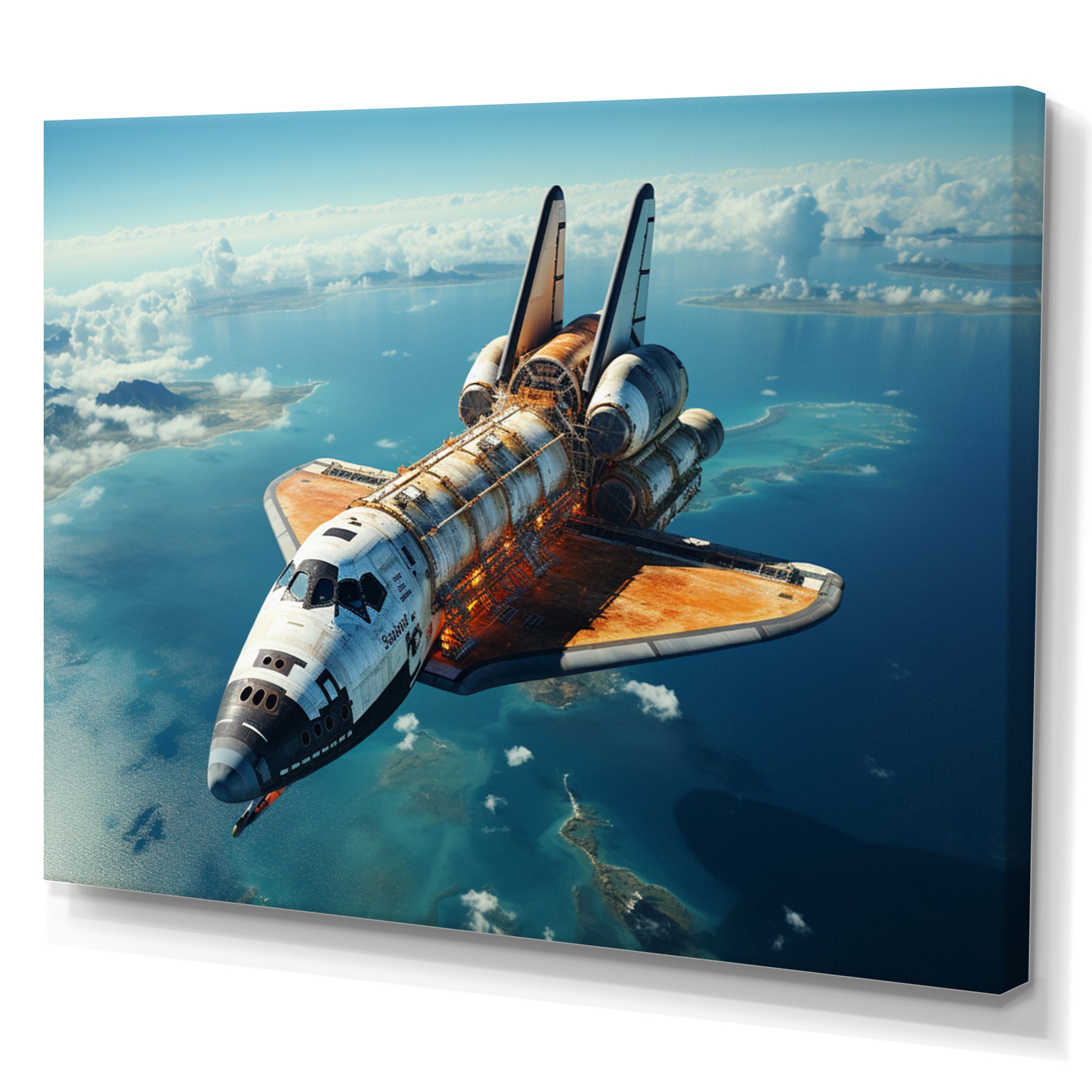 Space Shuttle Orbiting Earth I - Space Shuttle Canvas Wall Art