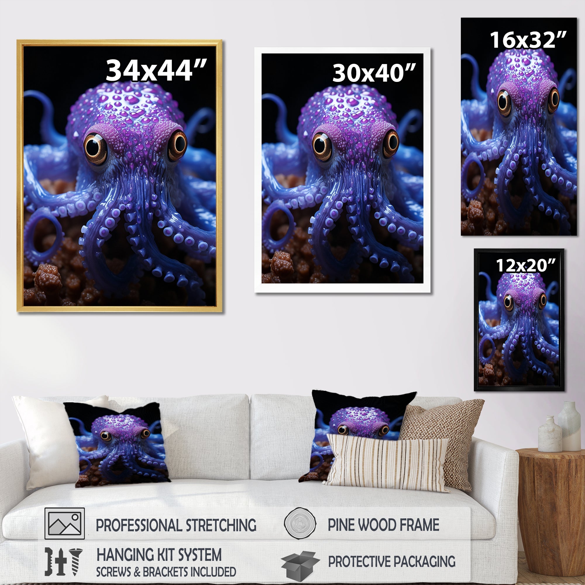 Purple Squid Enigmatic Cephalopod - Squid Wall Art Prints