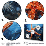 Coral Starfish Underwater - Starfish Living Room Wall Art
