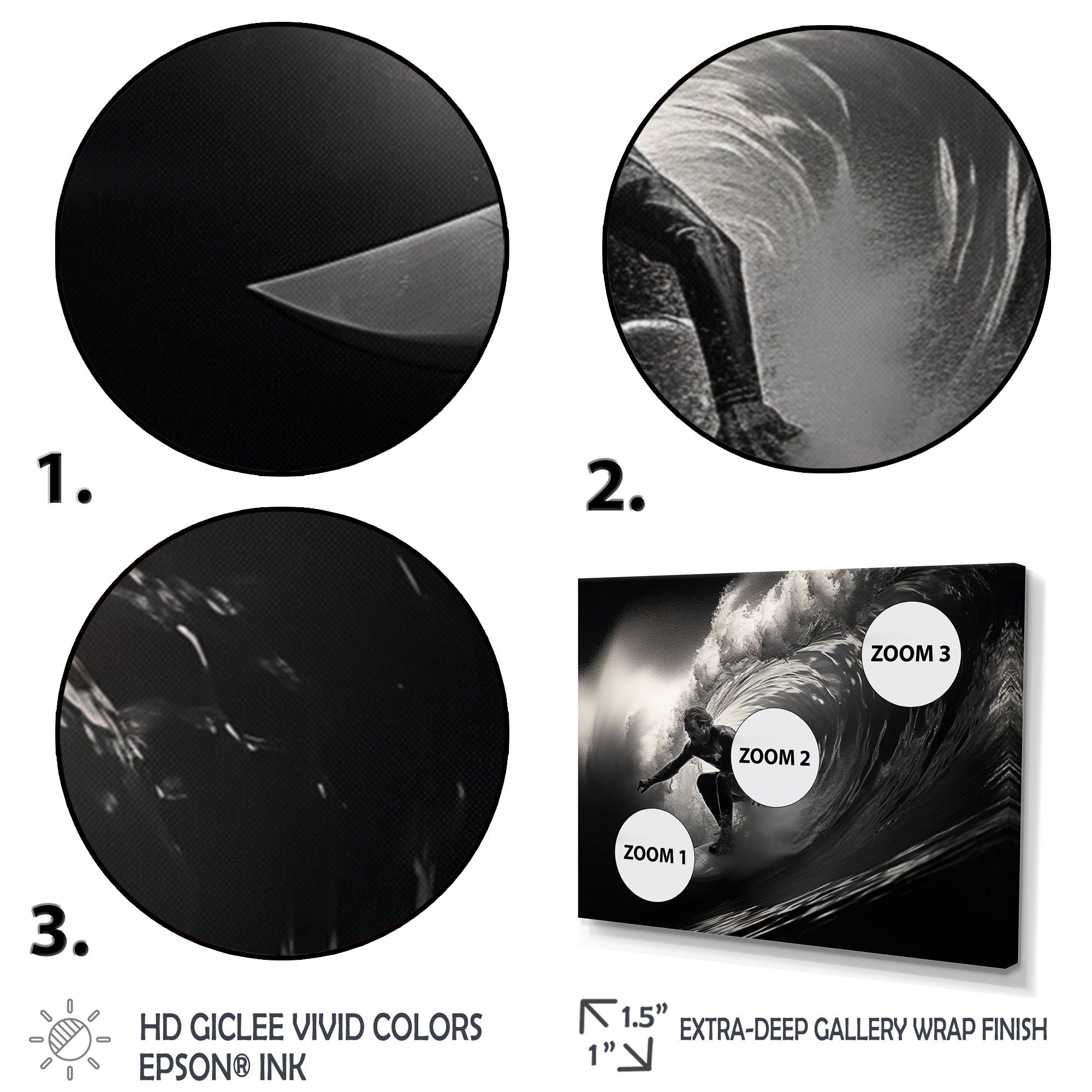 Surfers Paradise Grey Wave I - Surfing Canvas Wall Art