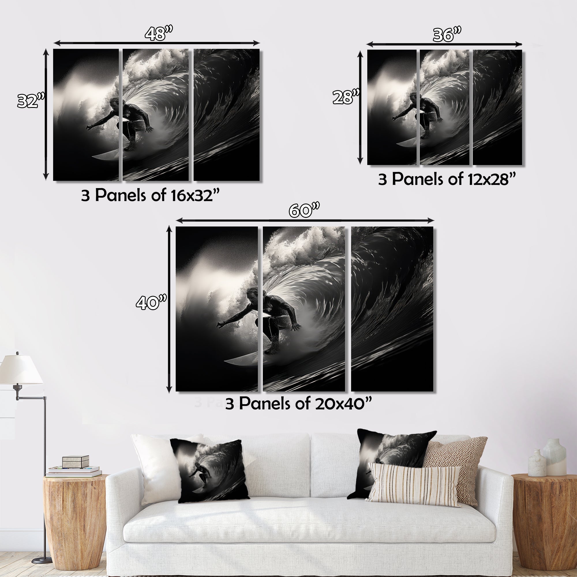 Surfers Paradise Grey Wave I - Surfing Canvas Wall Art